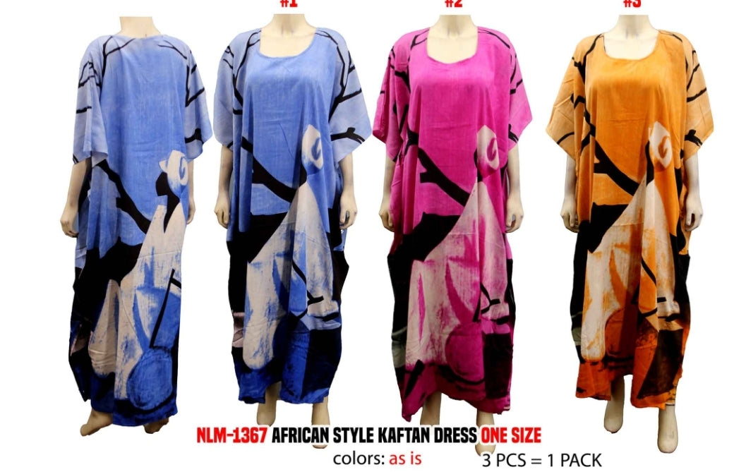 1367- Women Tribal Hand Painted Kaftan Dress