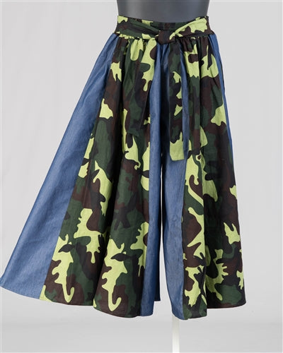 702- Women Palazzo Pant - Denim/Camouflage