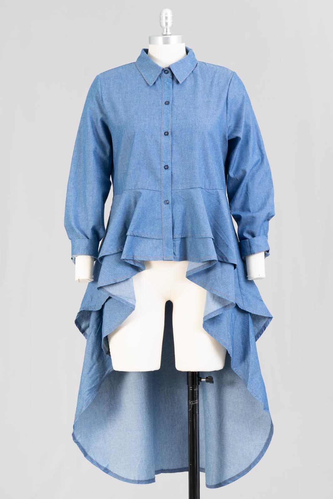 18-965 DENIM HI/LO BLOUSE