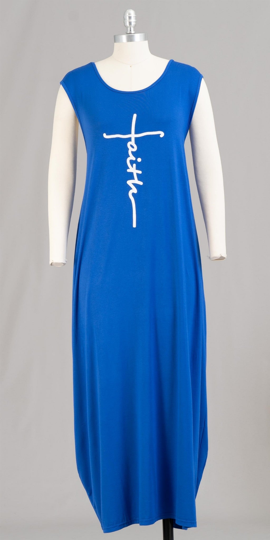 Women Sleeveless Long Bubble Jersey  Dress/ / Solid Black/Faith