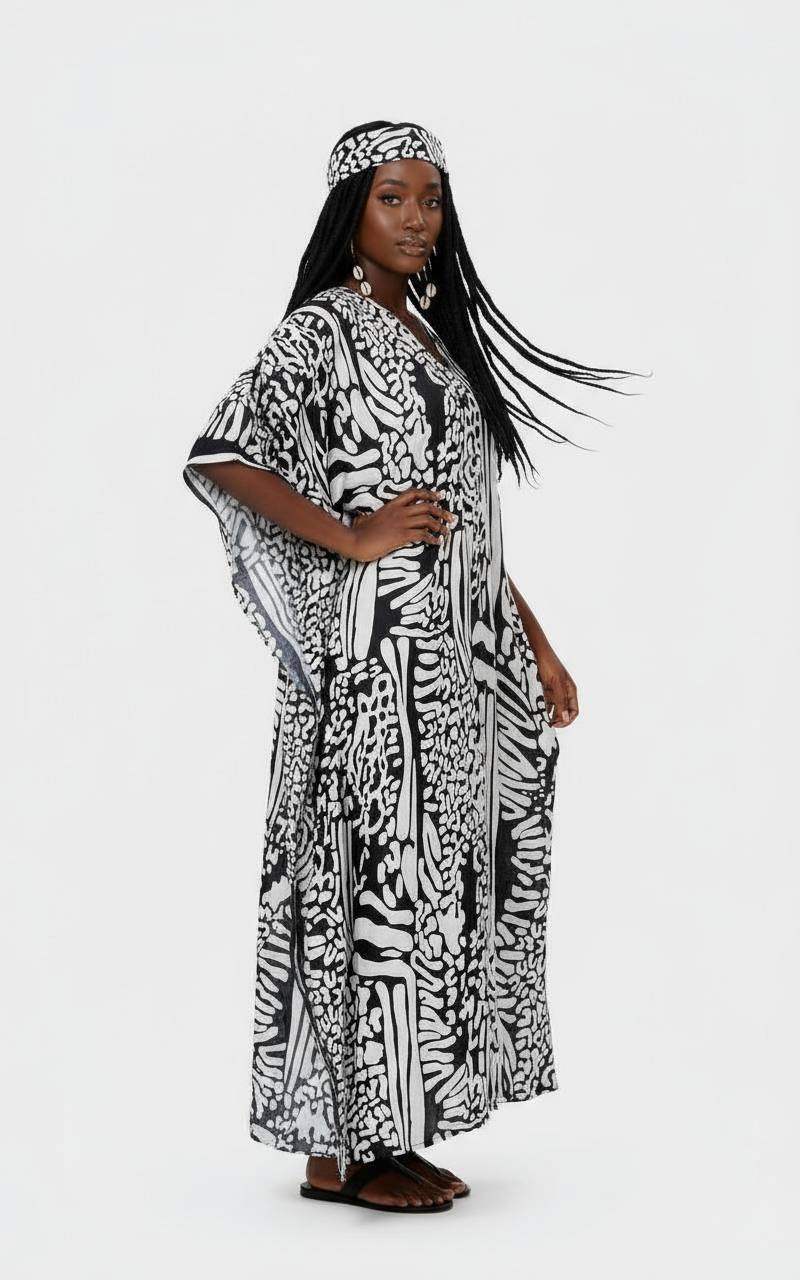 Women Afro Print Kaftan Dress-1427