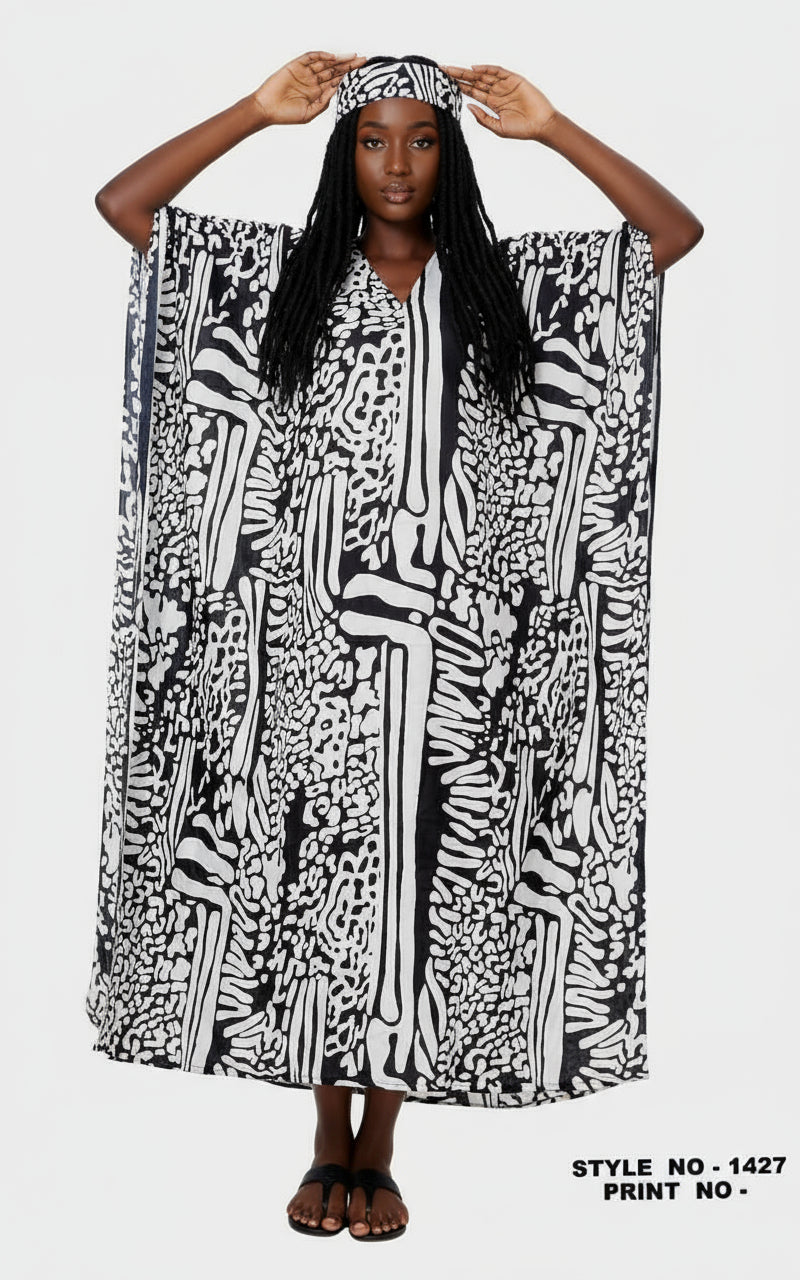 Women Afro Print Kaftan Dress-1427