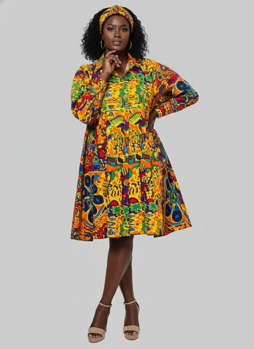 243- Short  Dress / Blouse - Yellow