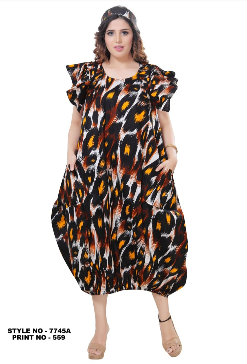 7745- Ballon Dress/Animal  Print