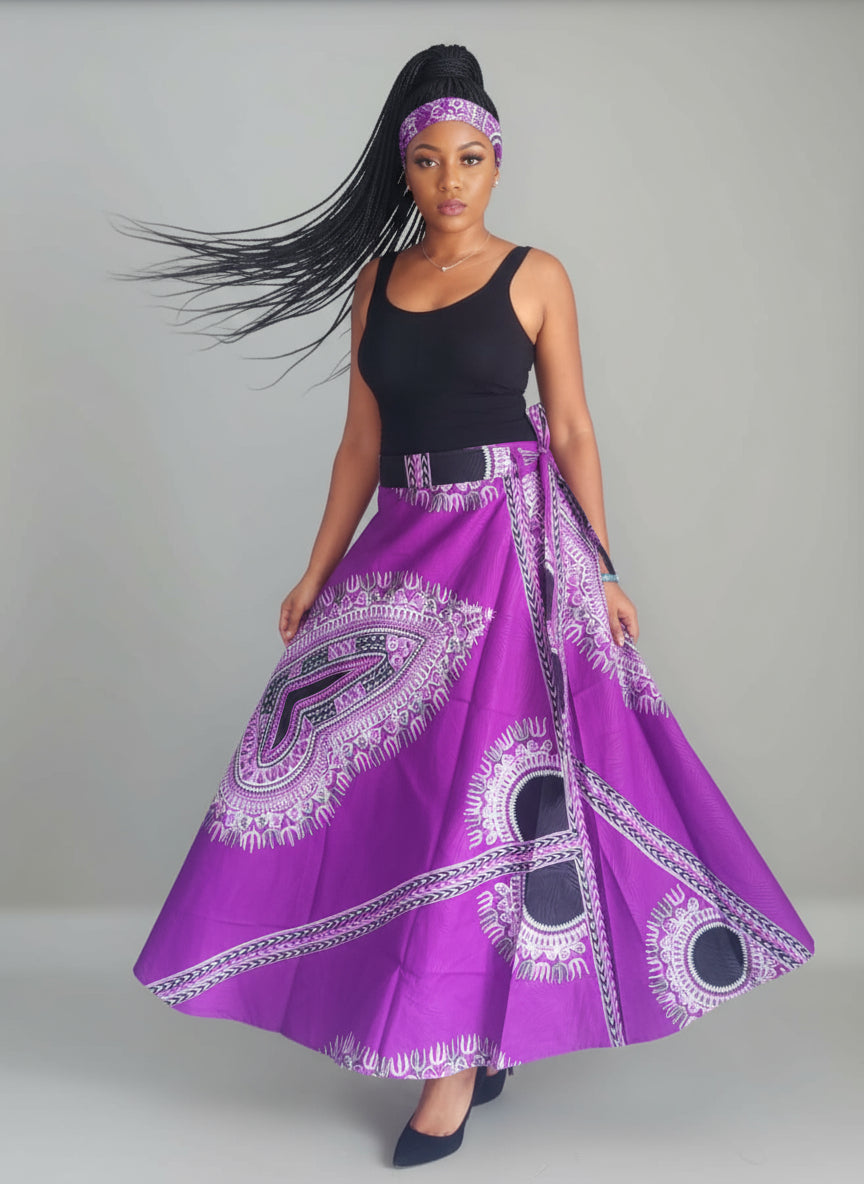 Wrap Skirt- Dashiki Print 1002