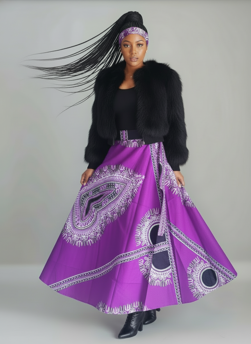 Wrap Skirt- Dashiki Print 1002