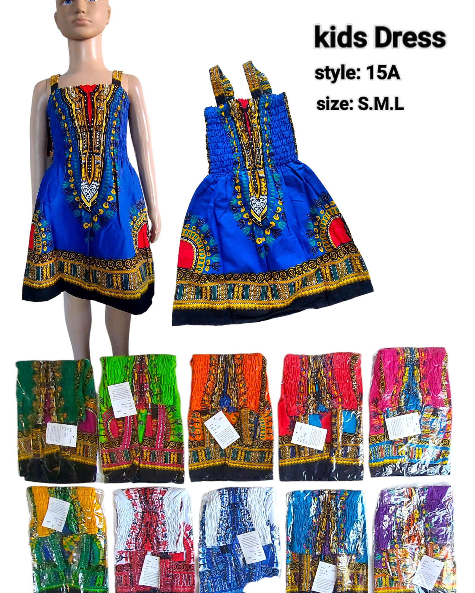 Kids Tube Strap Dress-Traditional Dashiki-