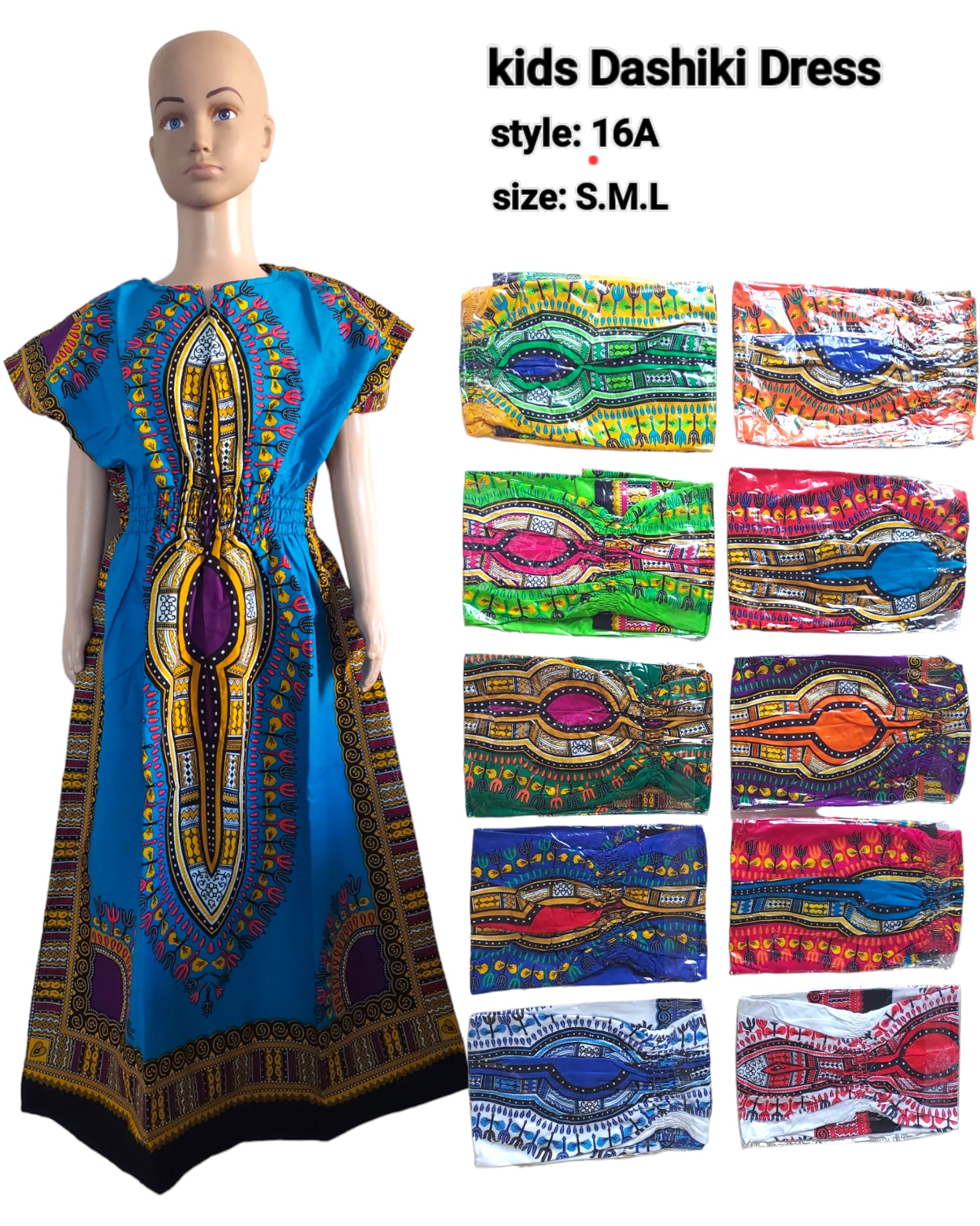 Girls Kaftan Dress-Traditional Dashiki- 9007