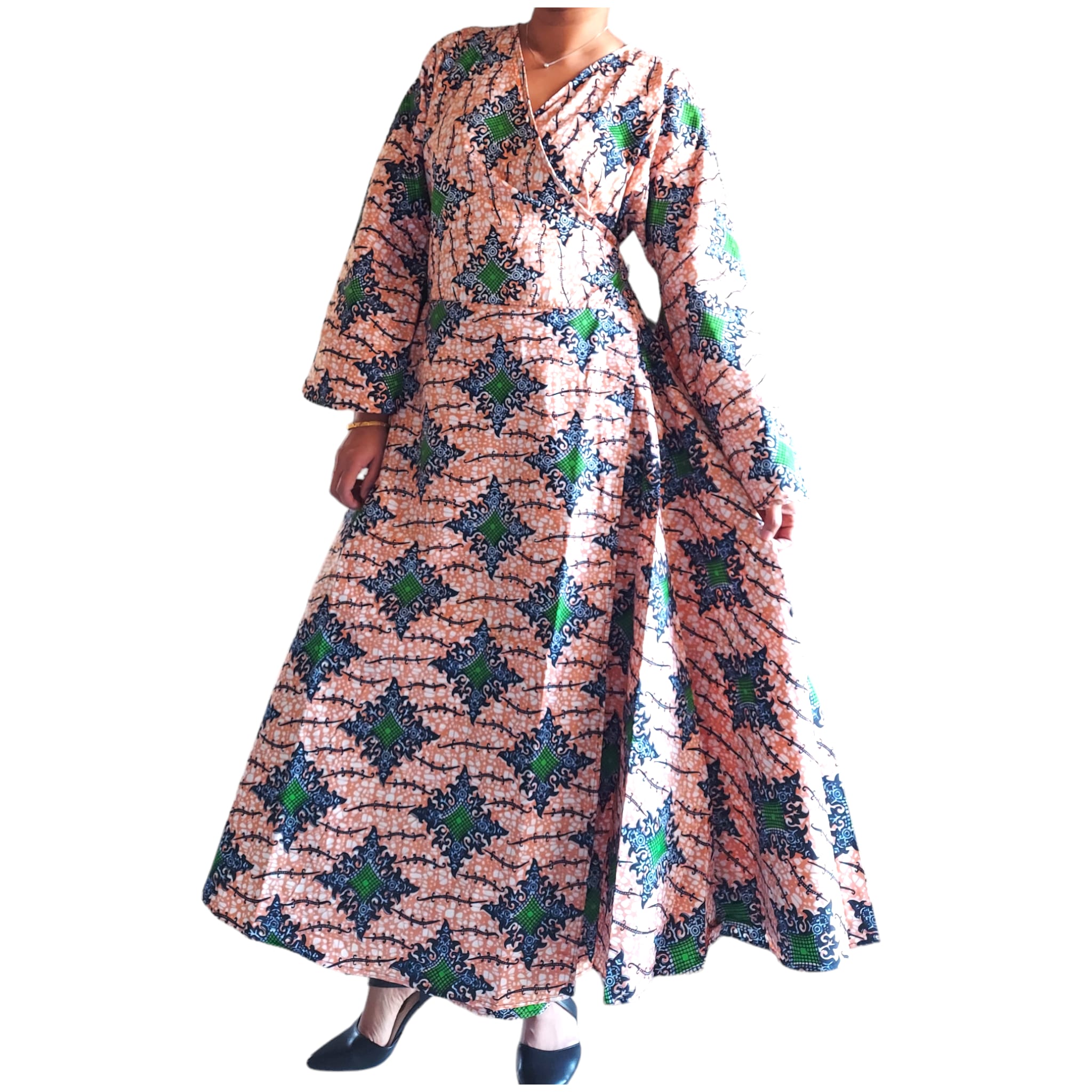 1014 Combo - Long Wrap Dress + Pocketbook Set