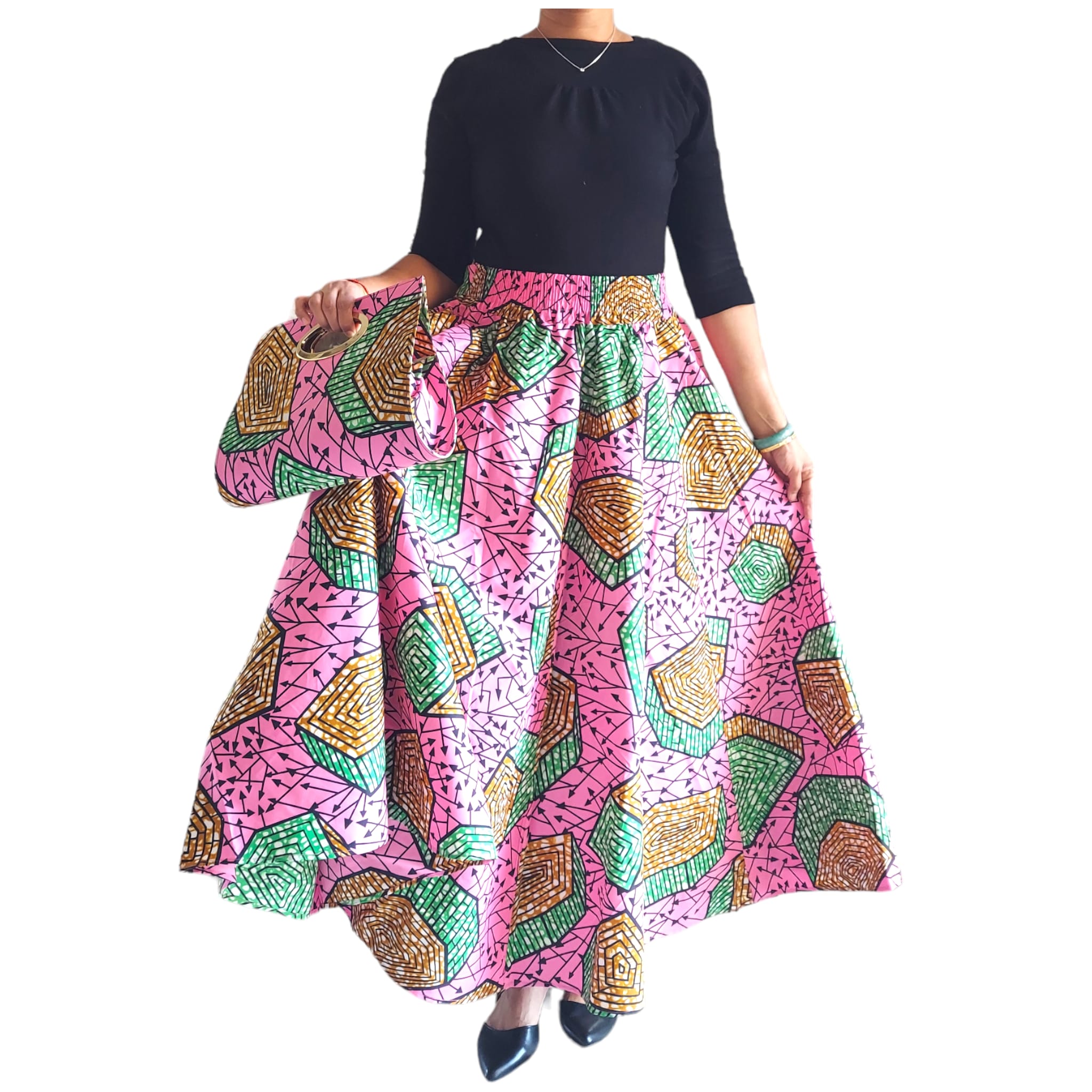 1003 Combo Long Skirt & Pocketbook Set