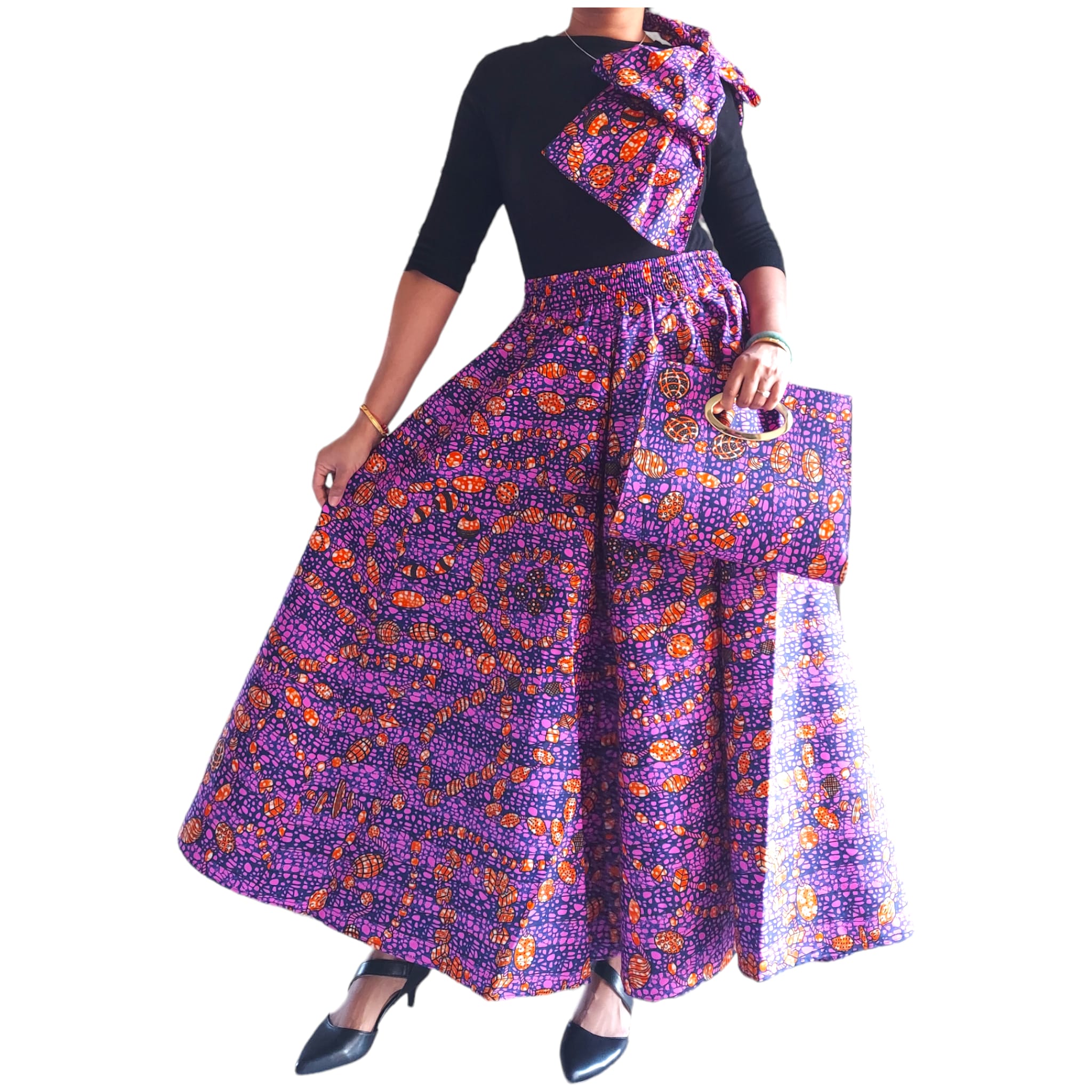 1003 Combo Long Skirt & Pocketbook Set