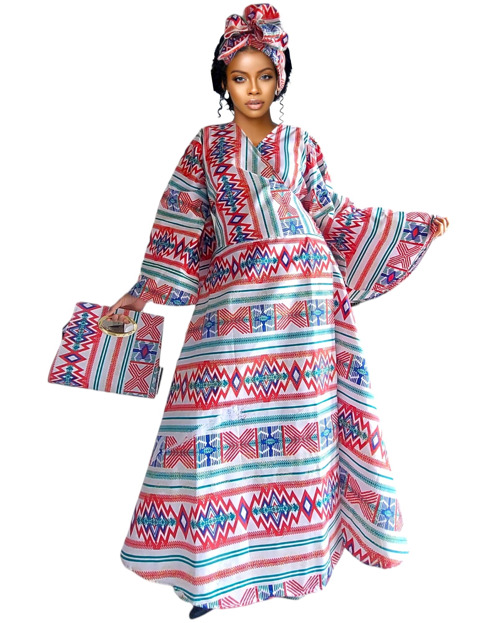 1014 Combo - Long Wrap Dress + Pocketbook Set