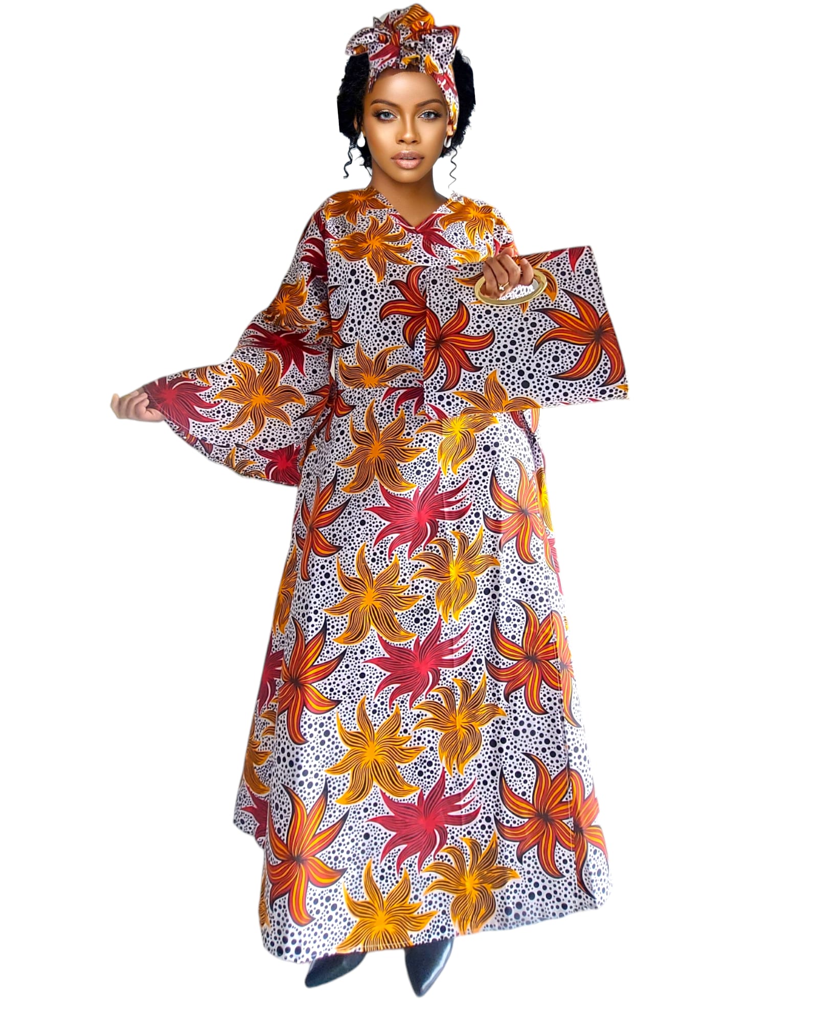 1014 Combo - Long Wrap Dress + Pocketbook Set