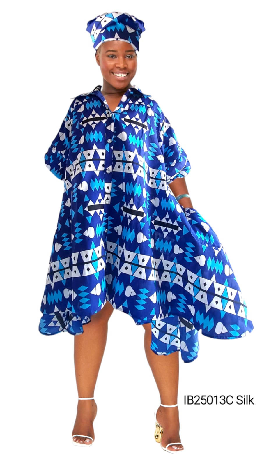 IB25013 - Swing Dress/ Faux Silk / Printed