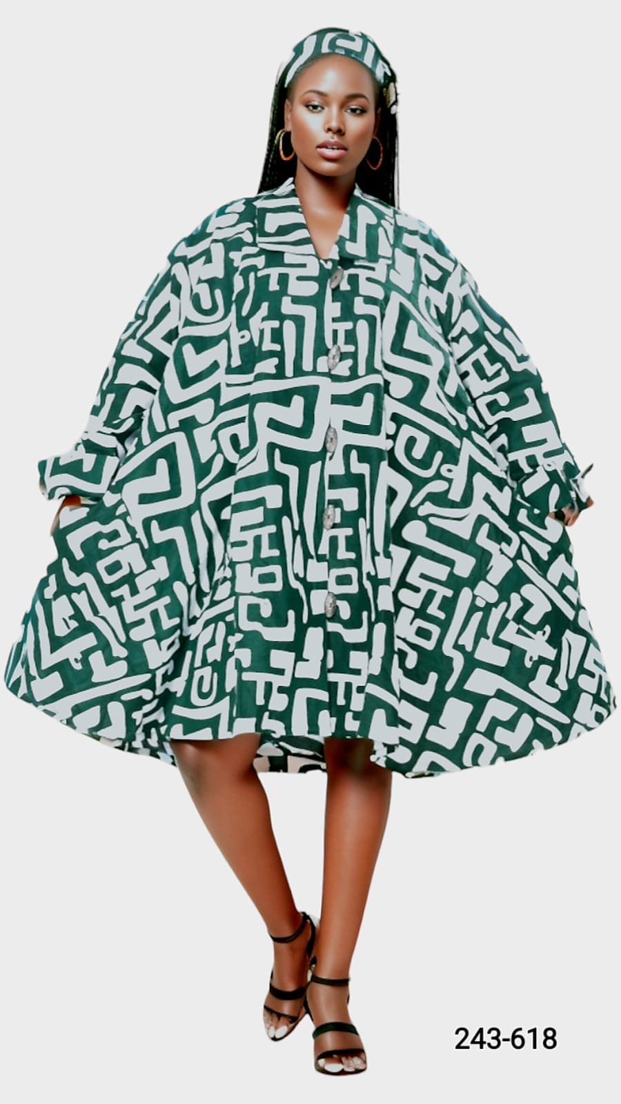 243- Cotton Short  Dress / Blouse- Geometric Pattern