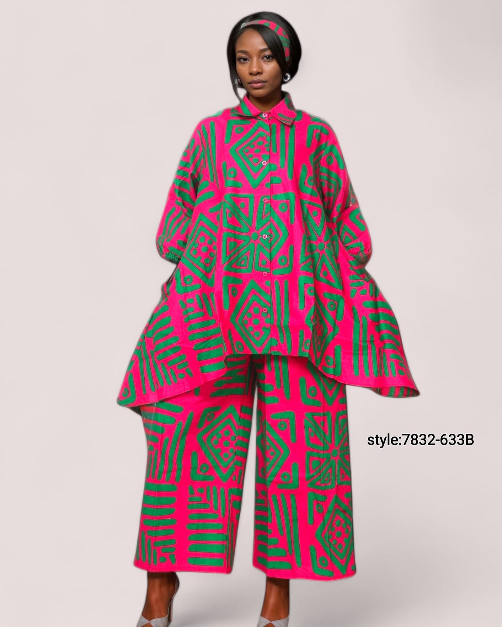 7832 Set -Woman Pant & Blouse Set Print 633B