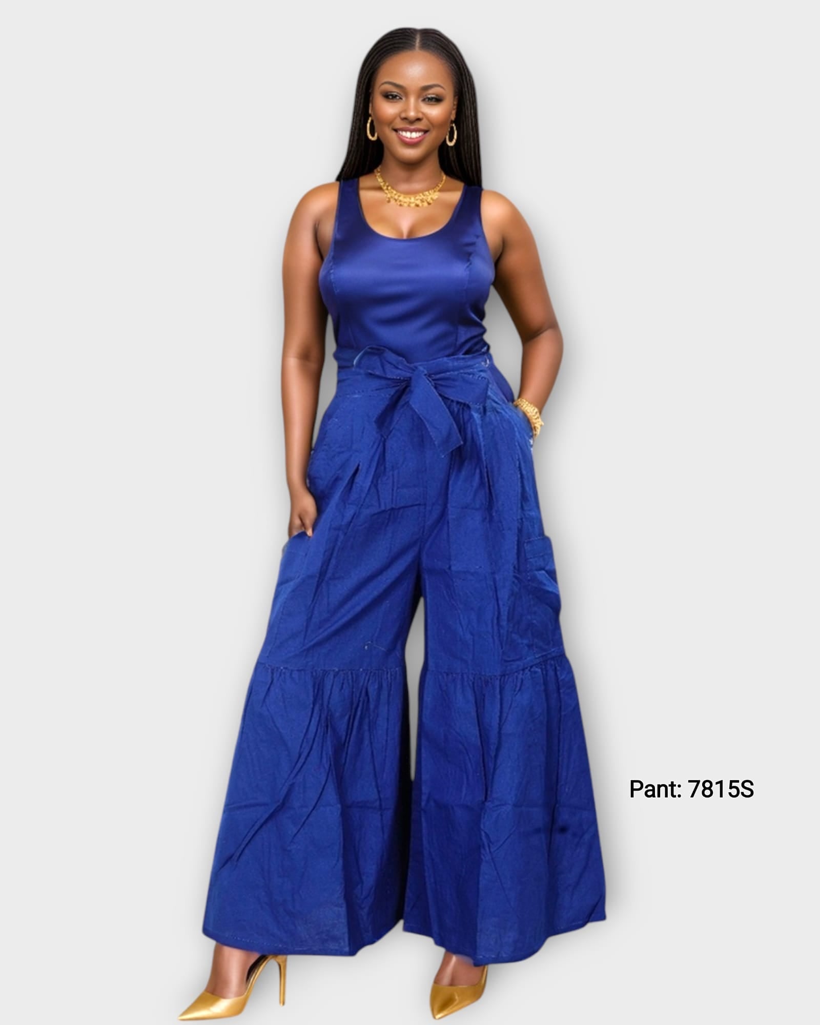 7815 Tiered Palazzo Pant-Royal Blue