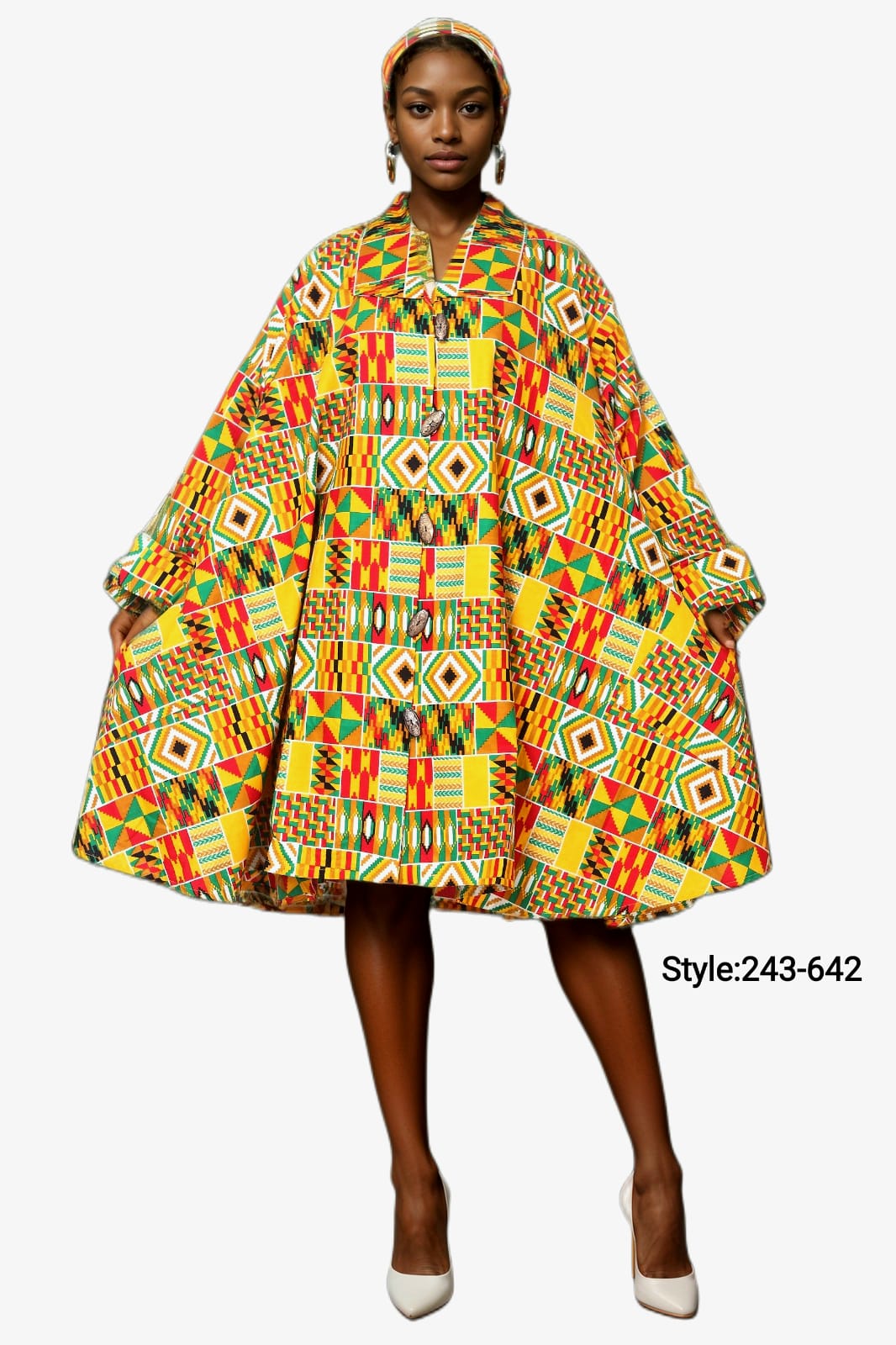 243- Cotton Short  Dress / Blouse Kente-642