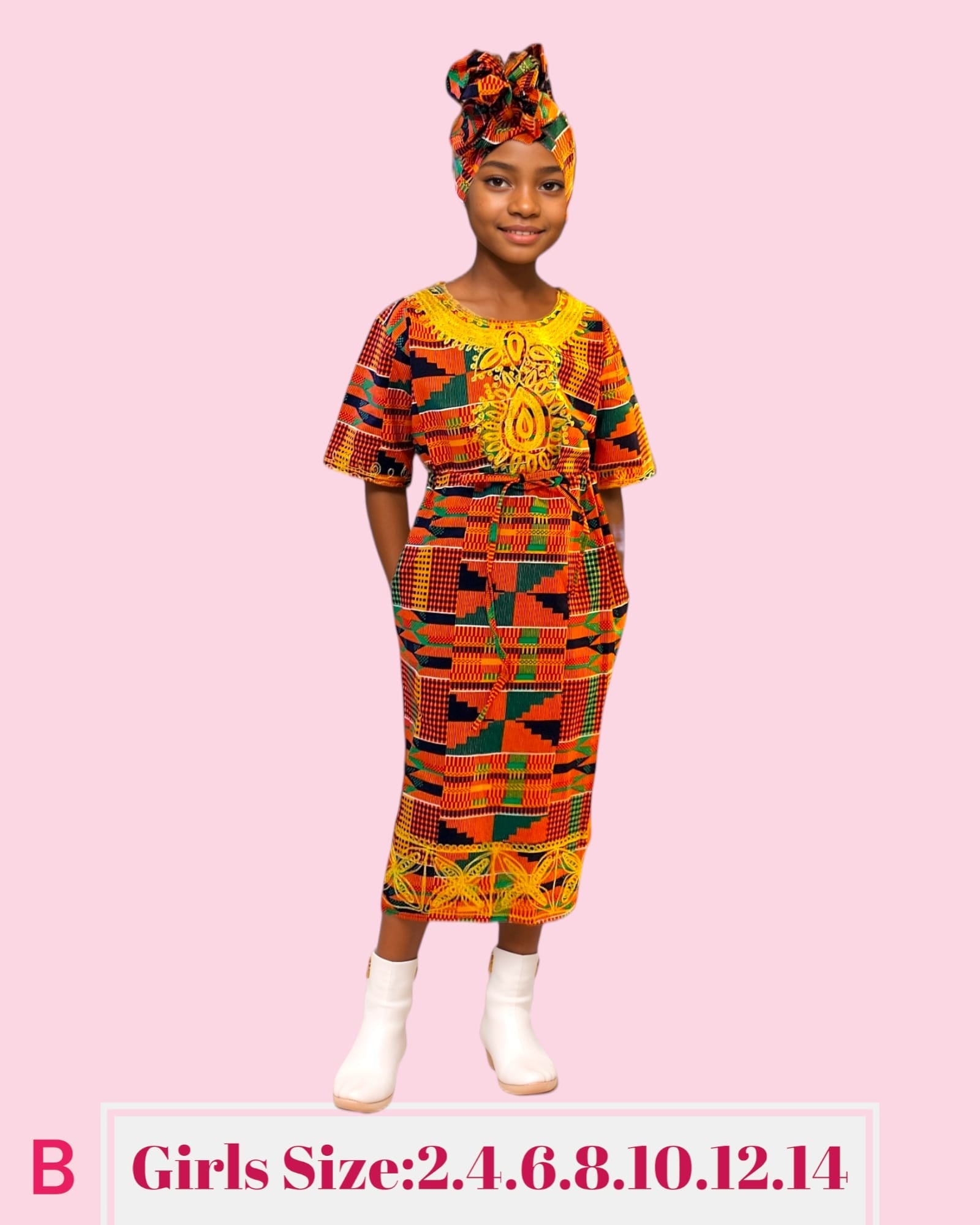 Girls/ Kids 3 Pcs Kente Skirt set B