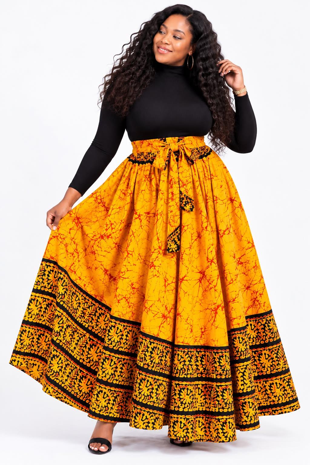 Woman Long Printed Maxi Skirt-1350  N