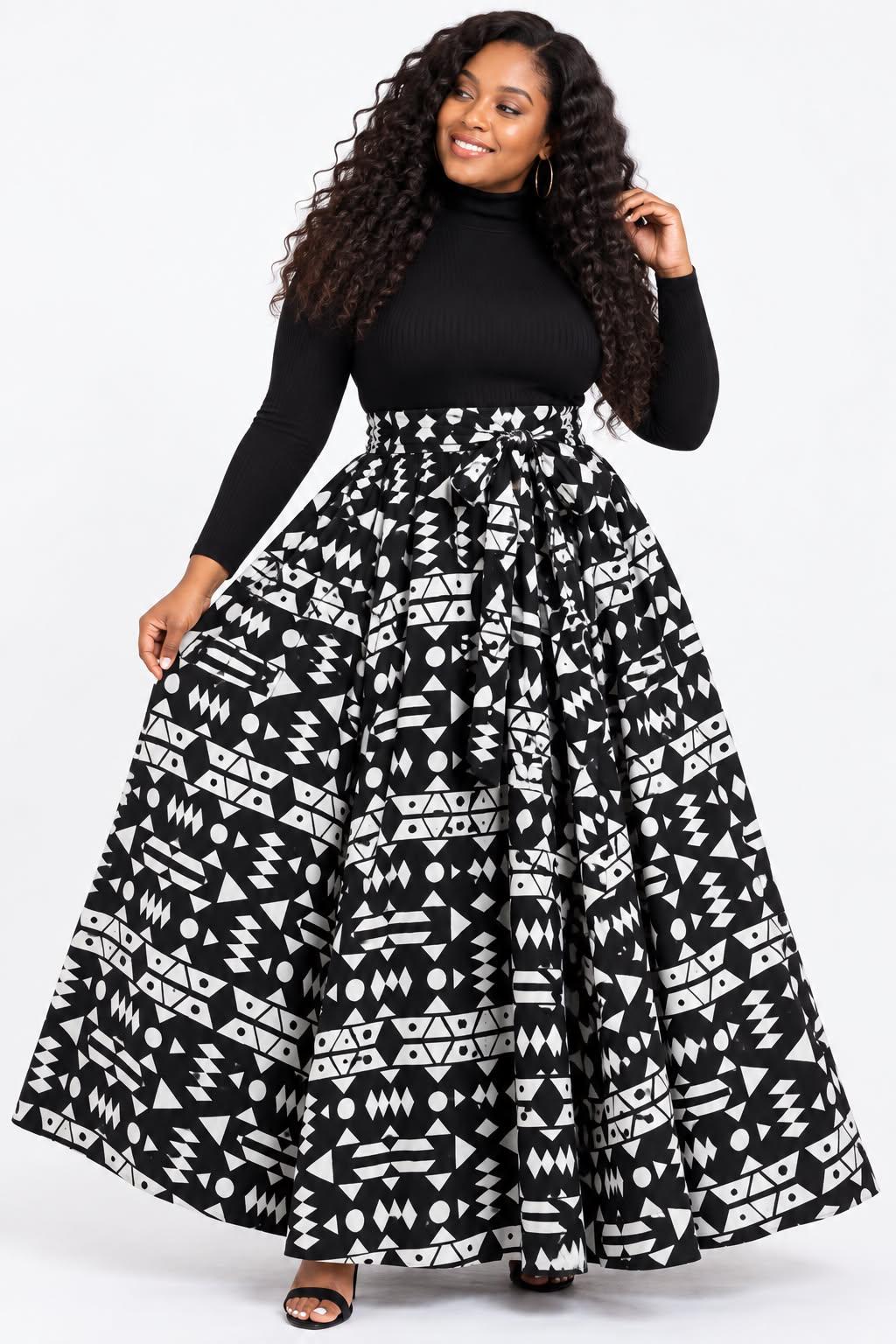 African Cotton Full-length Maxi Skirt- 1350  P
