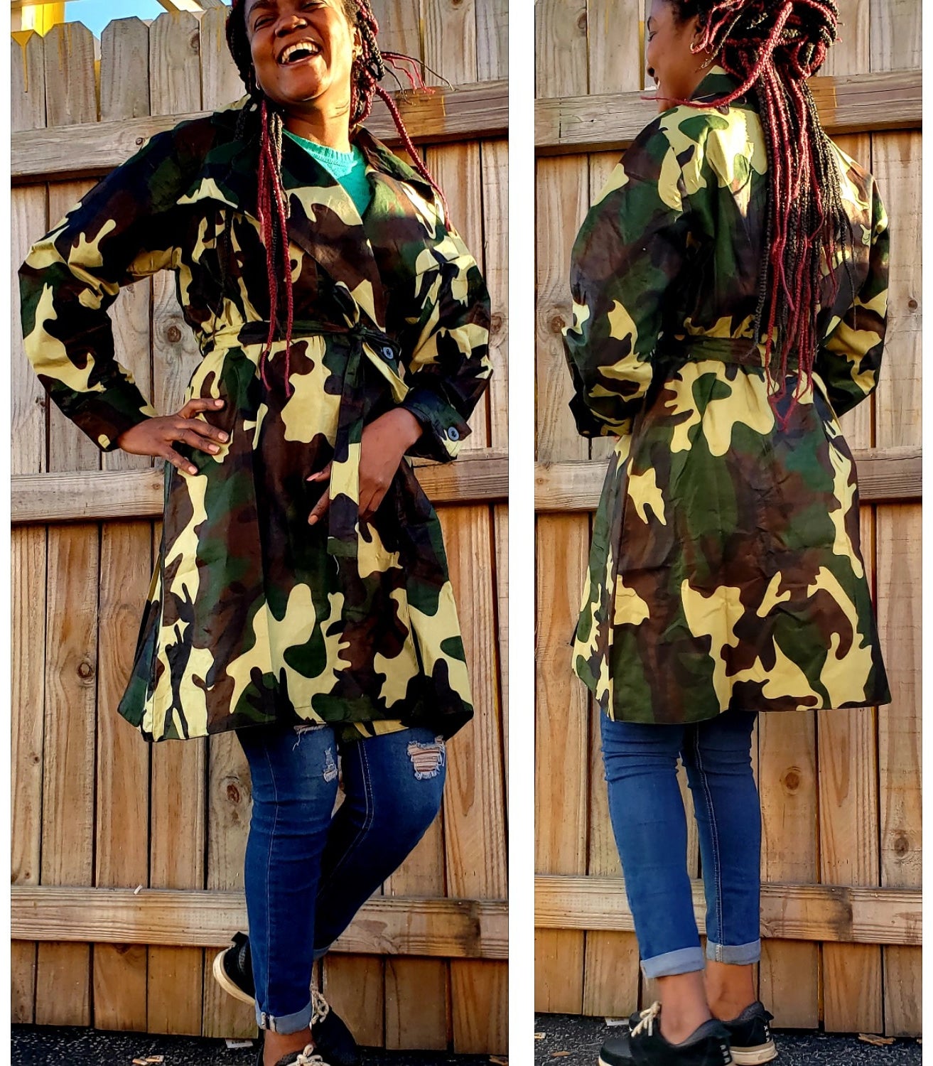 #7030- CAMOUFLAGE TRENCH COAT