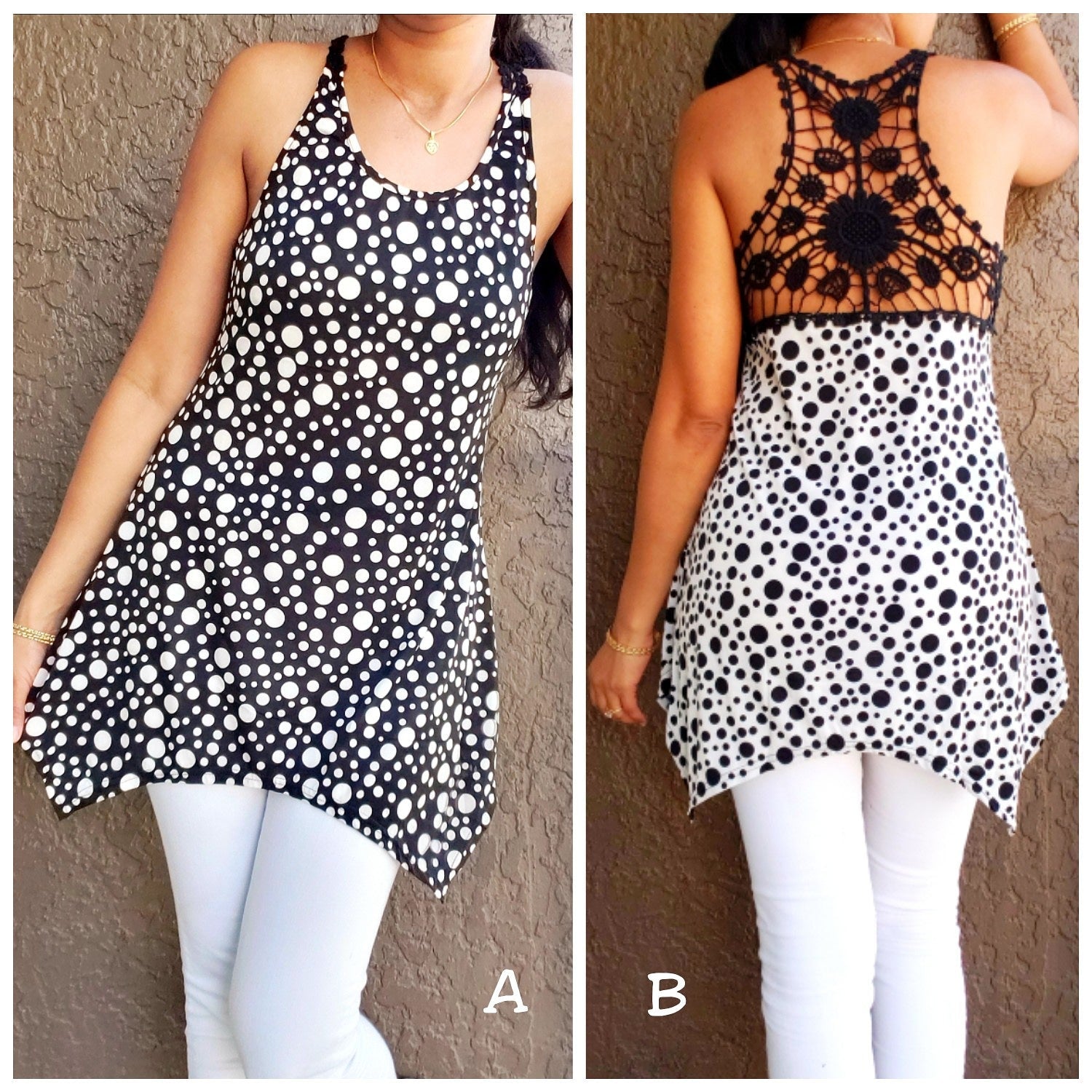 SR-5017 CROCHET POLKA DOT TOP