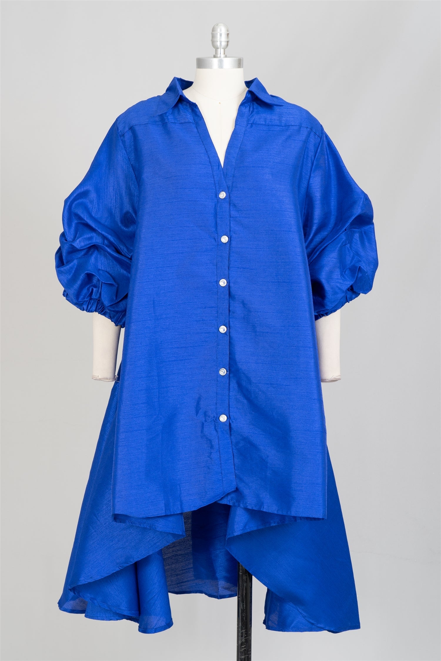 Swing Dress/Faux Silk/ Ruffle Sleeve - Royal Blue 25013