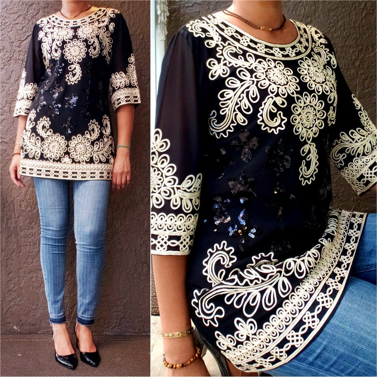 AA17683- Women sequin Embroidery Blouse