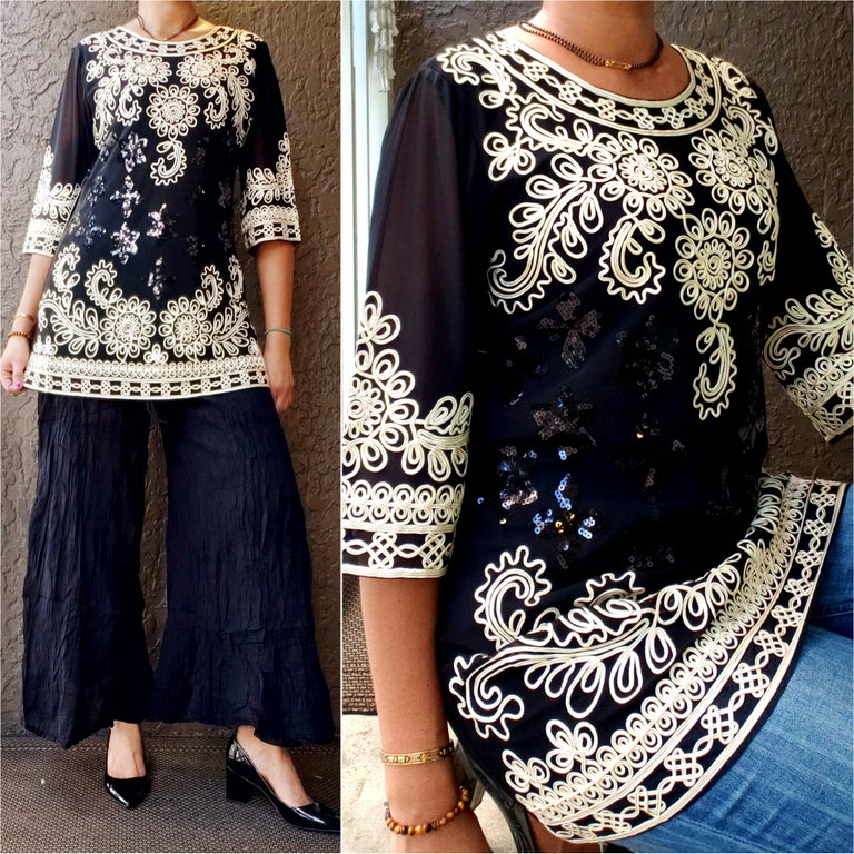 AA17683- Women sequin Embroidery Blouse