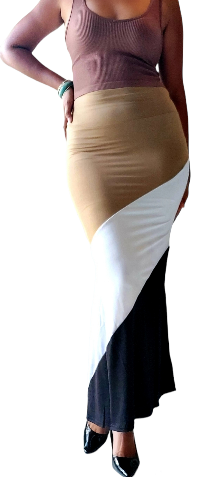 Tri Color Block Maxi Skirt