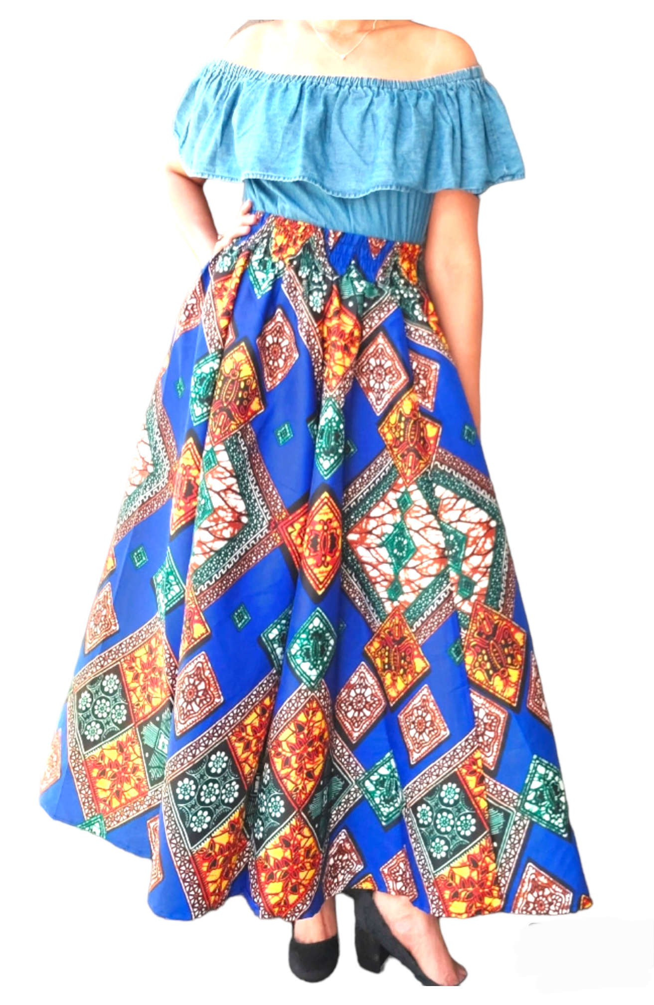 1003 Women Long Printed Skirt