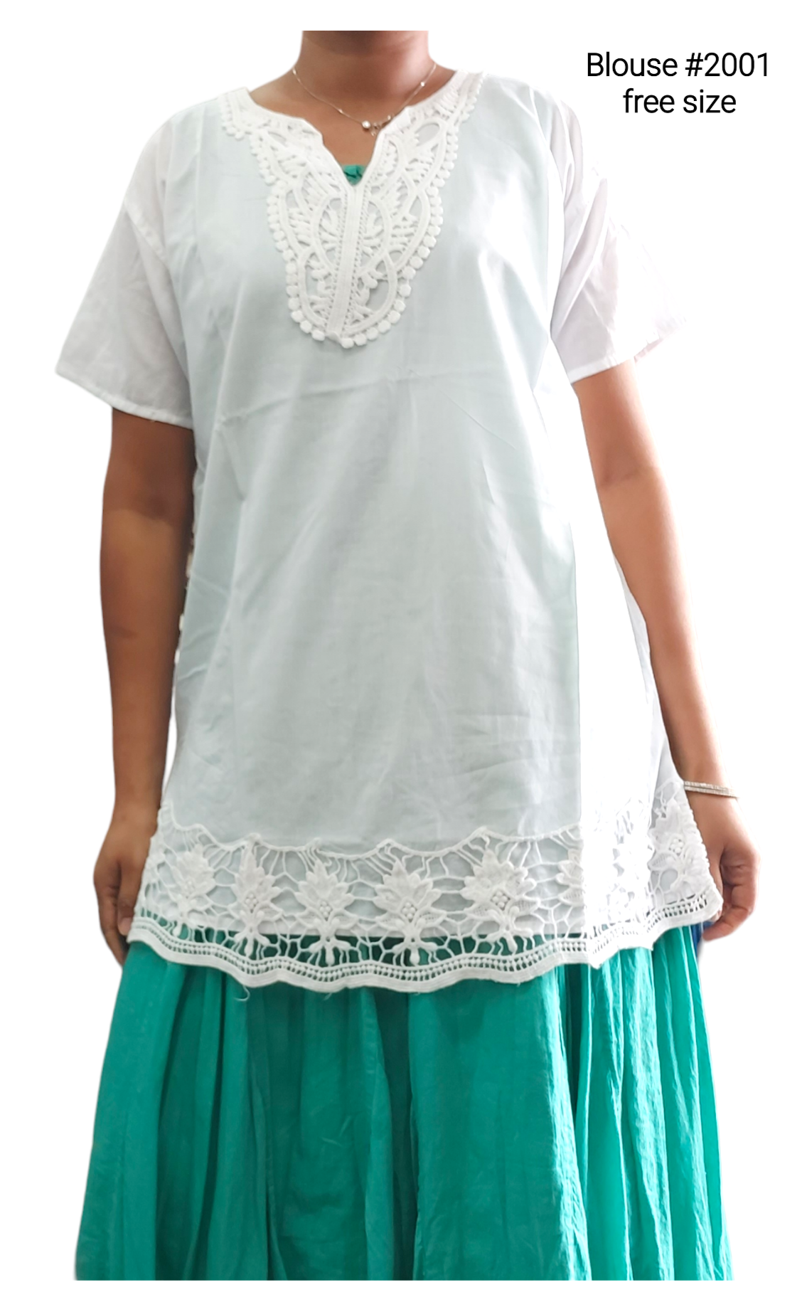 2001 White Cotton Embroidery Blouse