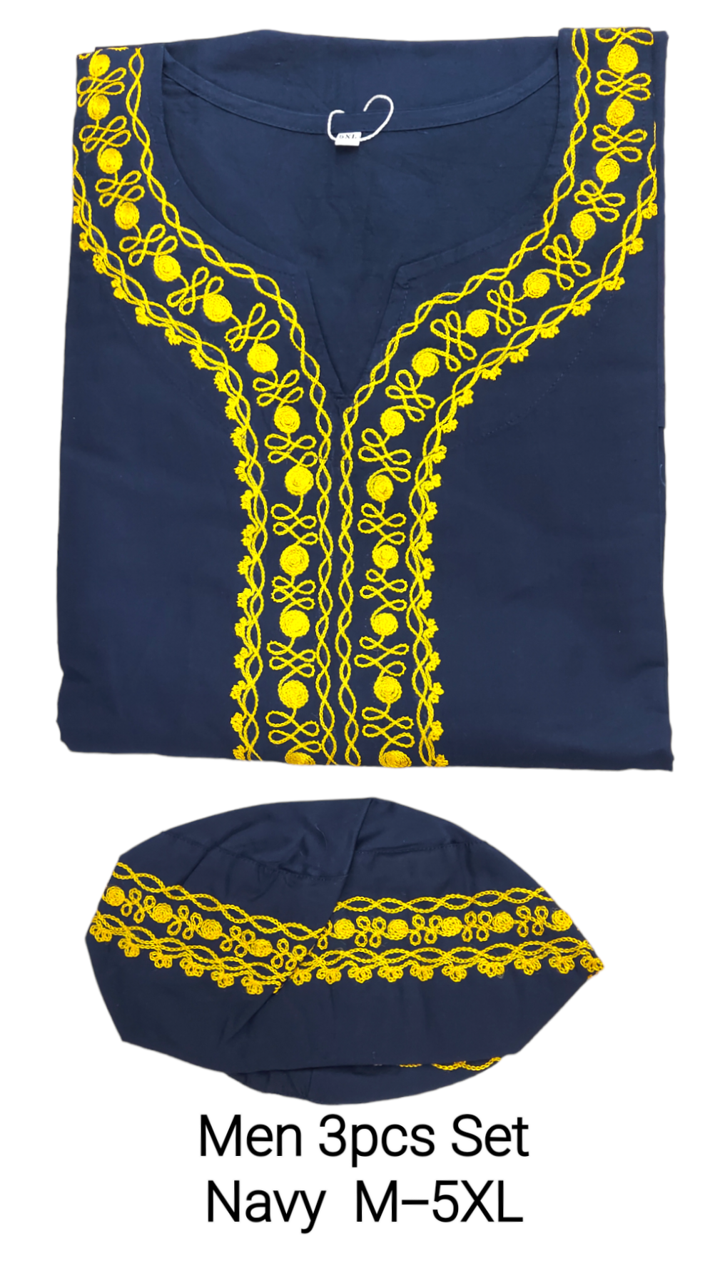 Men's 3Pcs  Embroidery Set- Navy