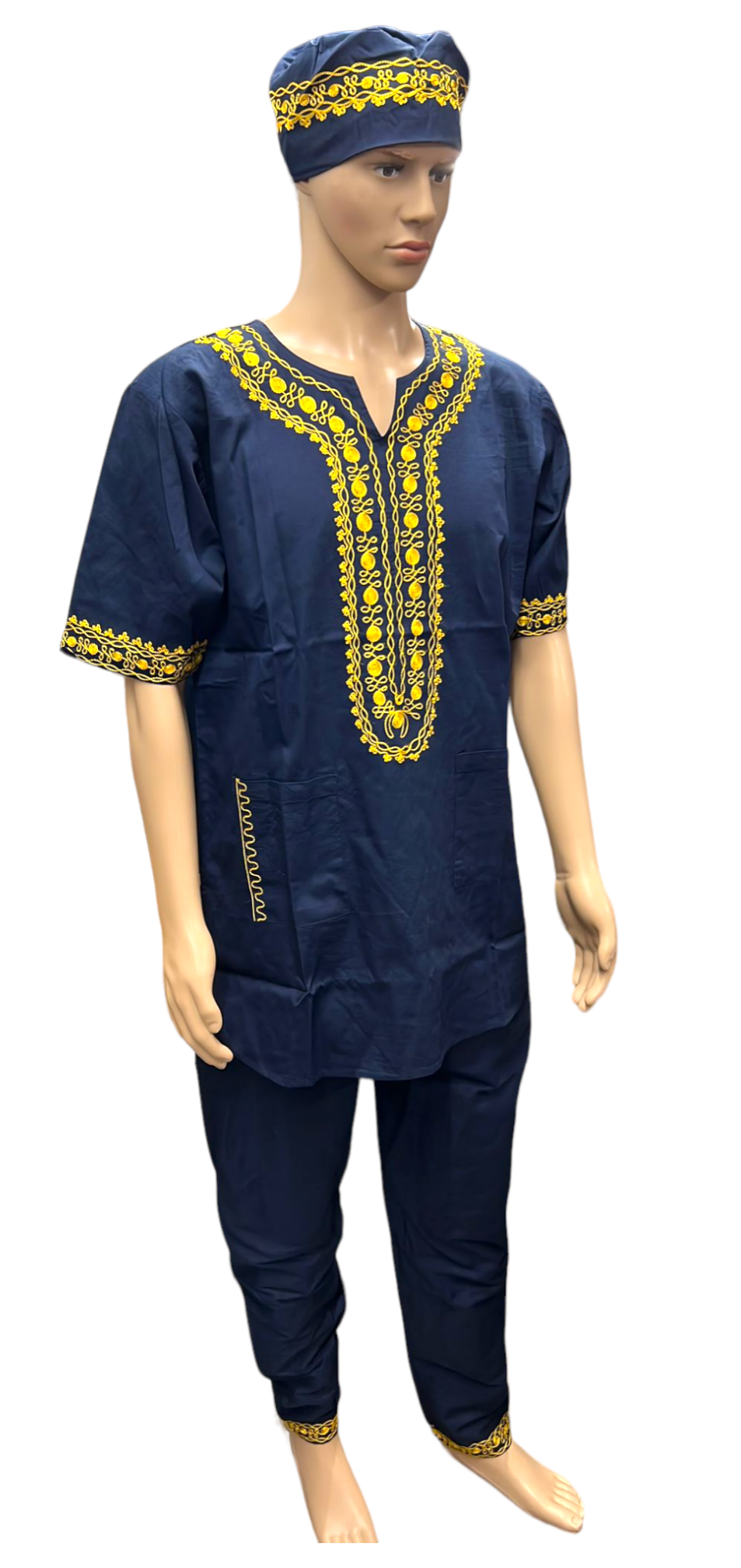 Men's 3Pcs  Embroidery Set- Navy