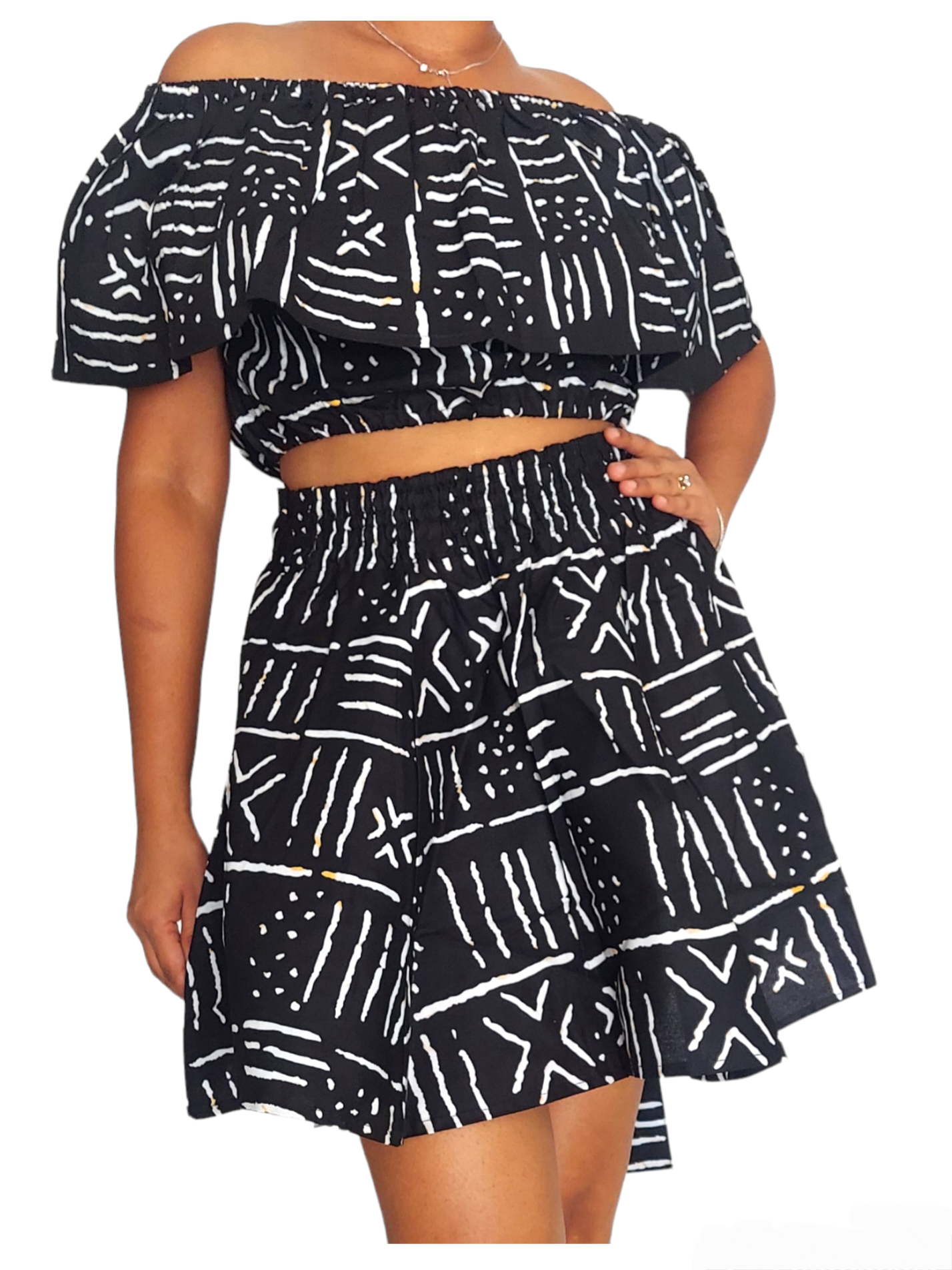 IB777 Mini Skirt & Crop Top Set-Tribal