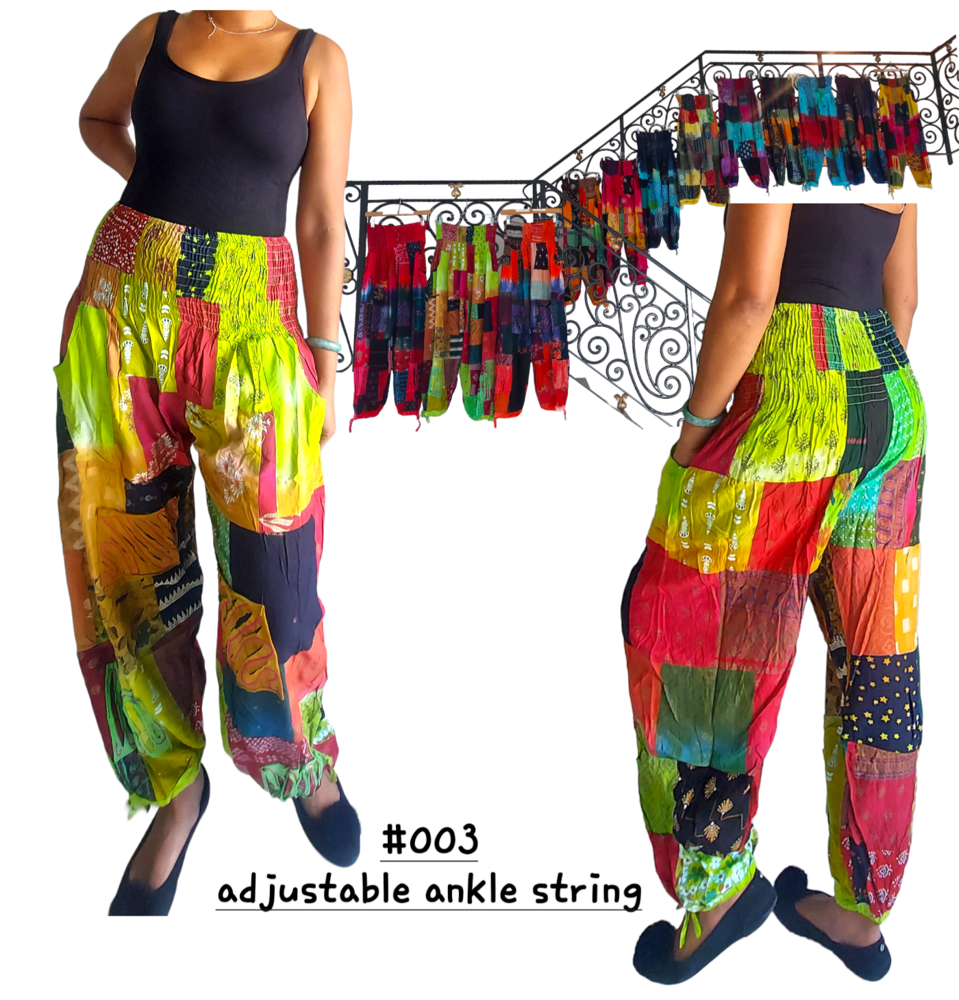 Patch Pants/Cotton Yoga pants/ Hippie Boho Pants - 003S