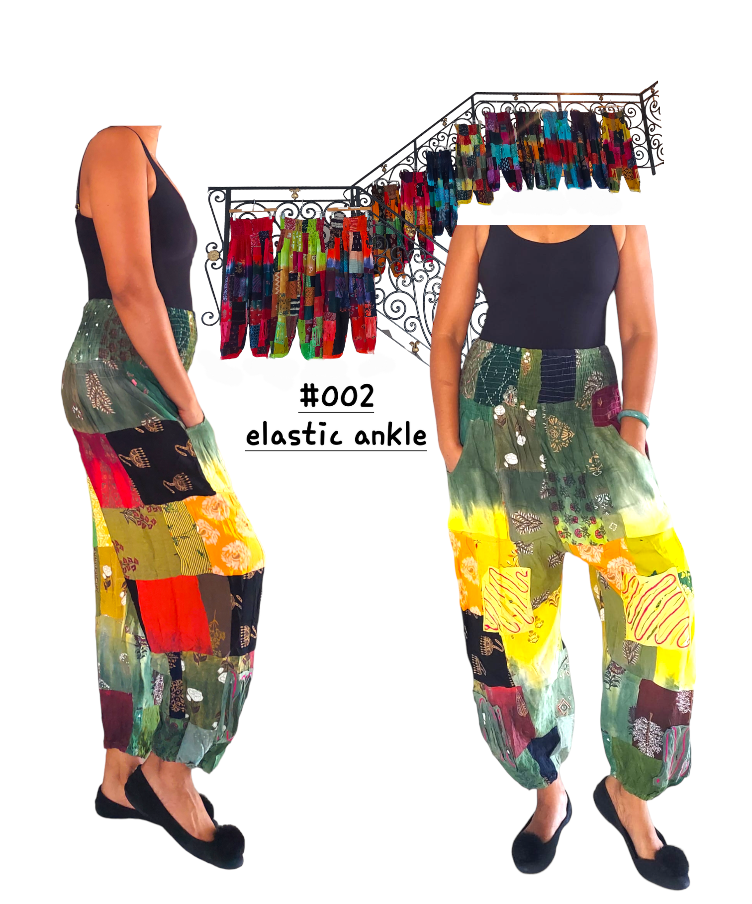 Patch Pants/Cotton Yoga pants/ Hippie Boho Pants - 002E