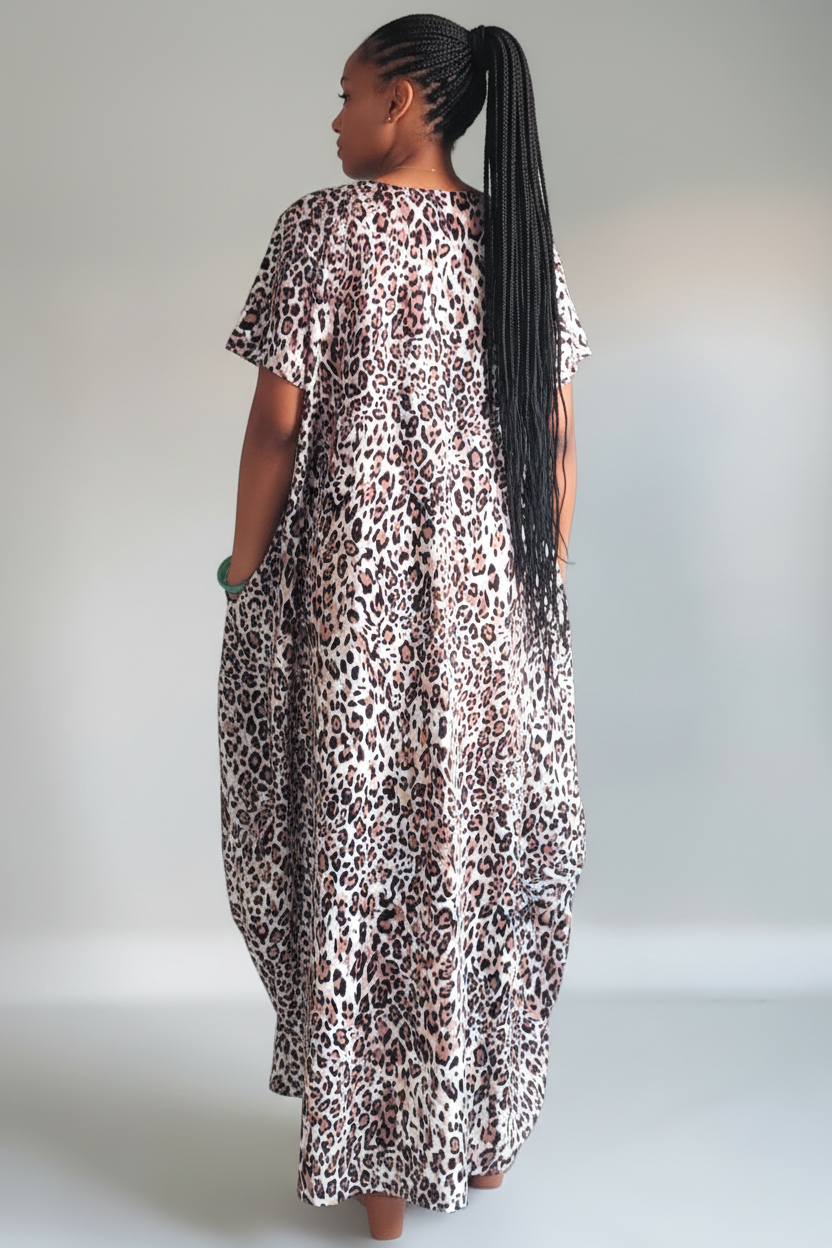 Bubble  Dress /Brown Leopard Print