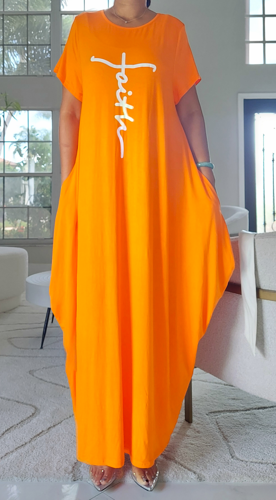 Faith Bubble  Jersey  Dress/Short Sleeve / Orange 2022SS