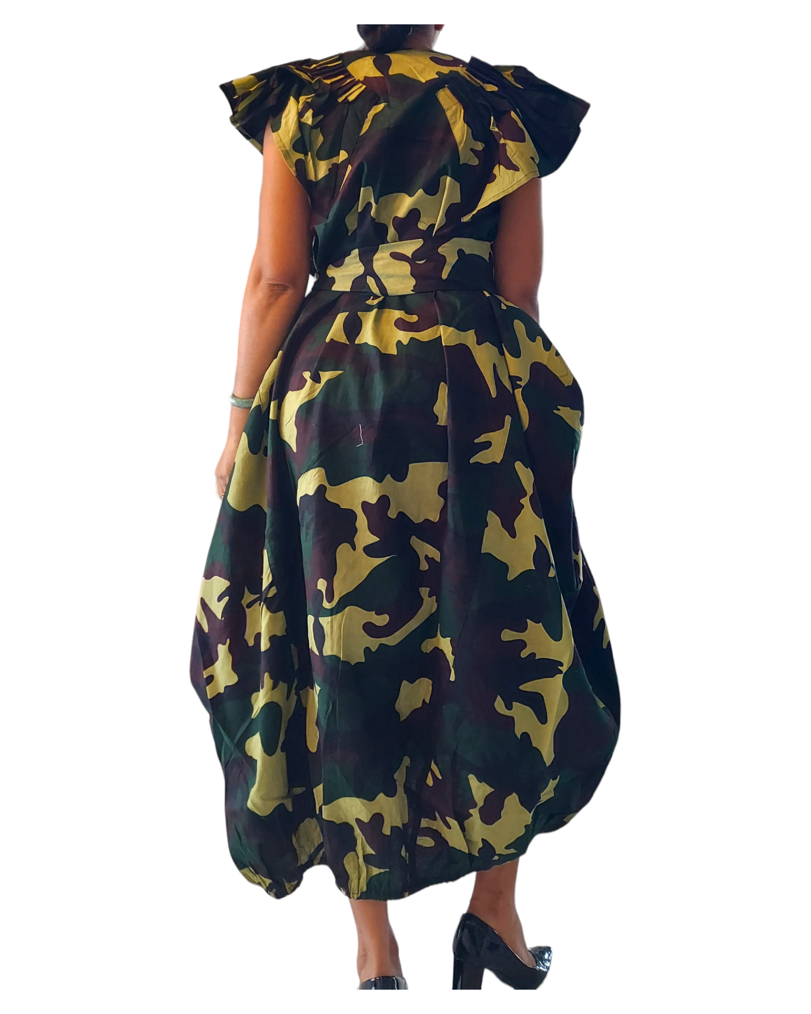 7745- Ballon Dress/Camouflage Printed