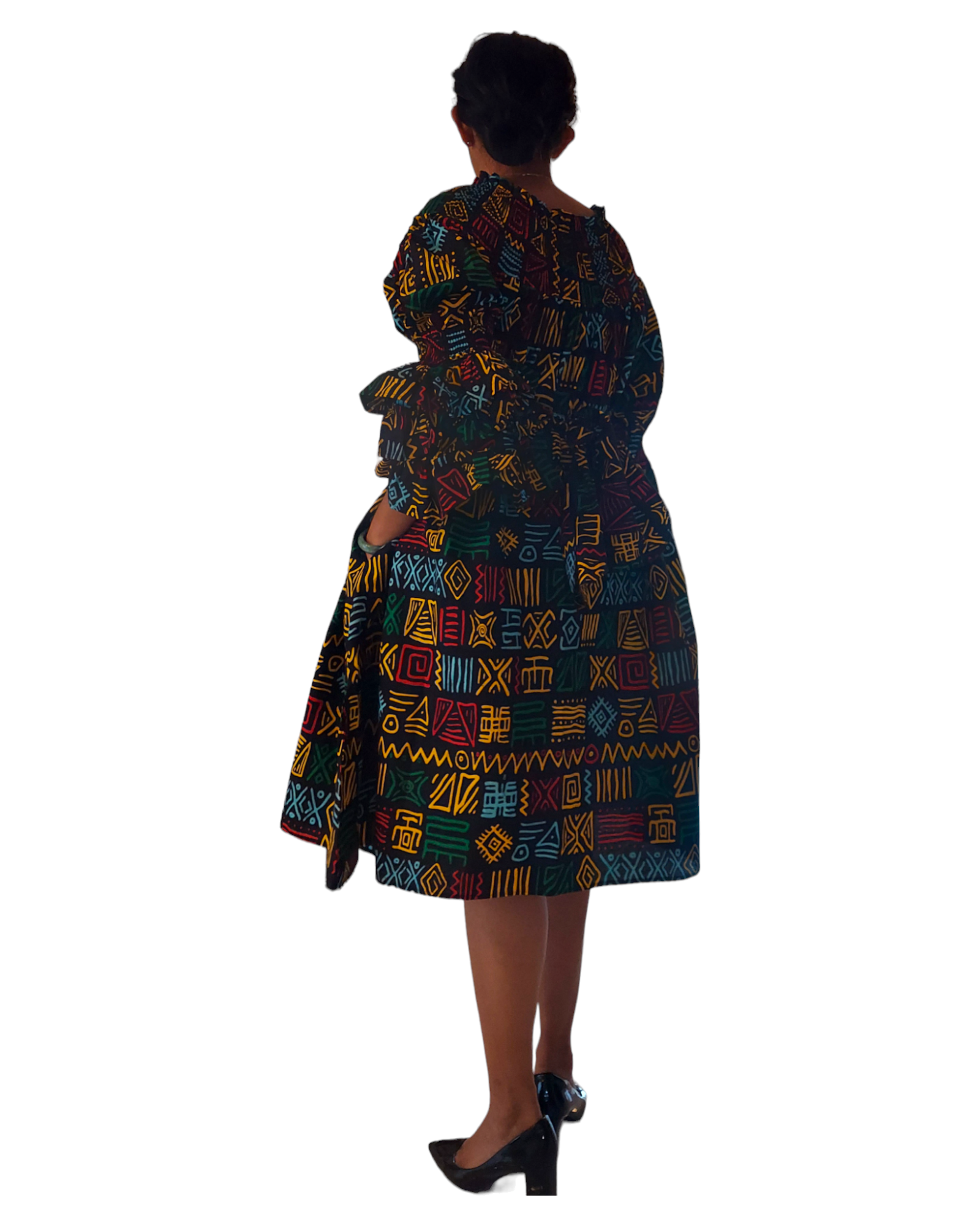 018- Women Middi Off Shoulder Dress - Rasta