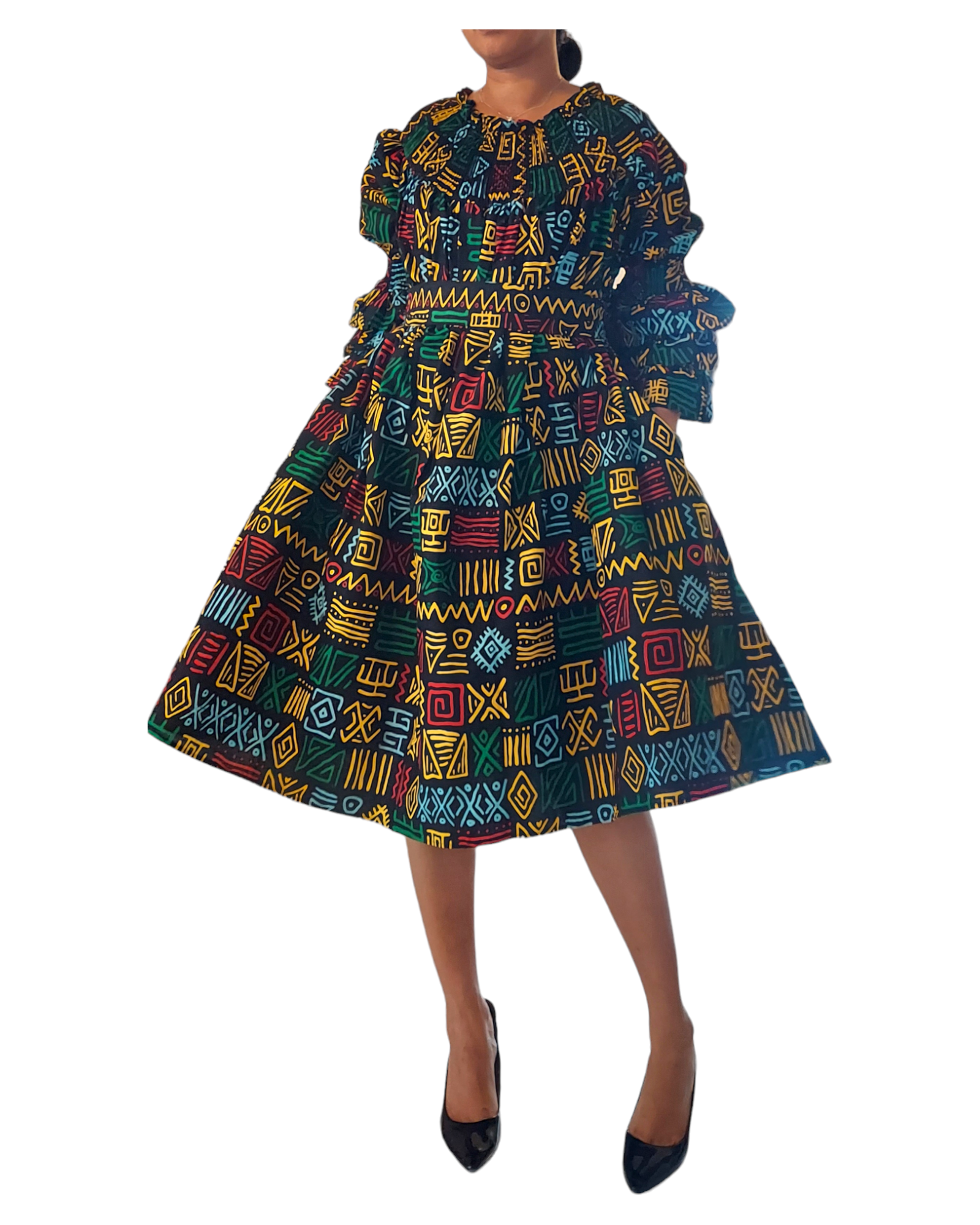 018- Women Middi Off Shoulder Dress - Rasta