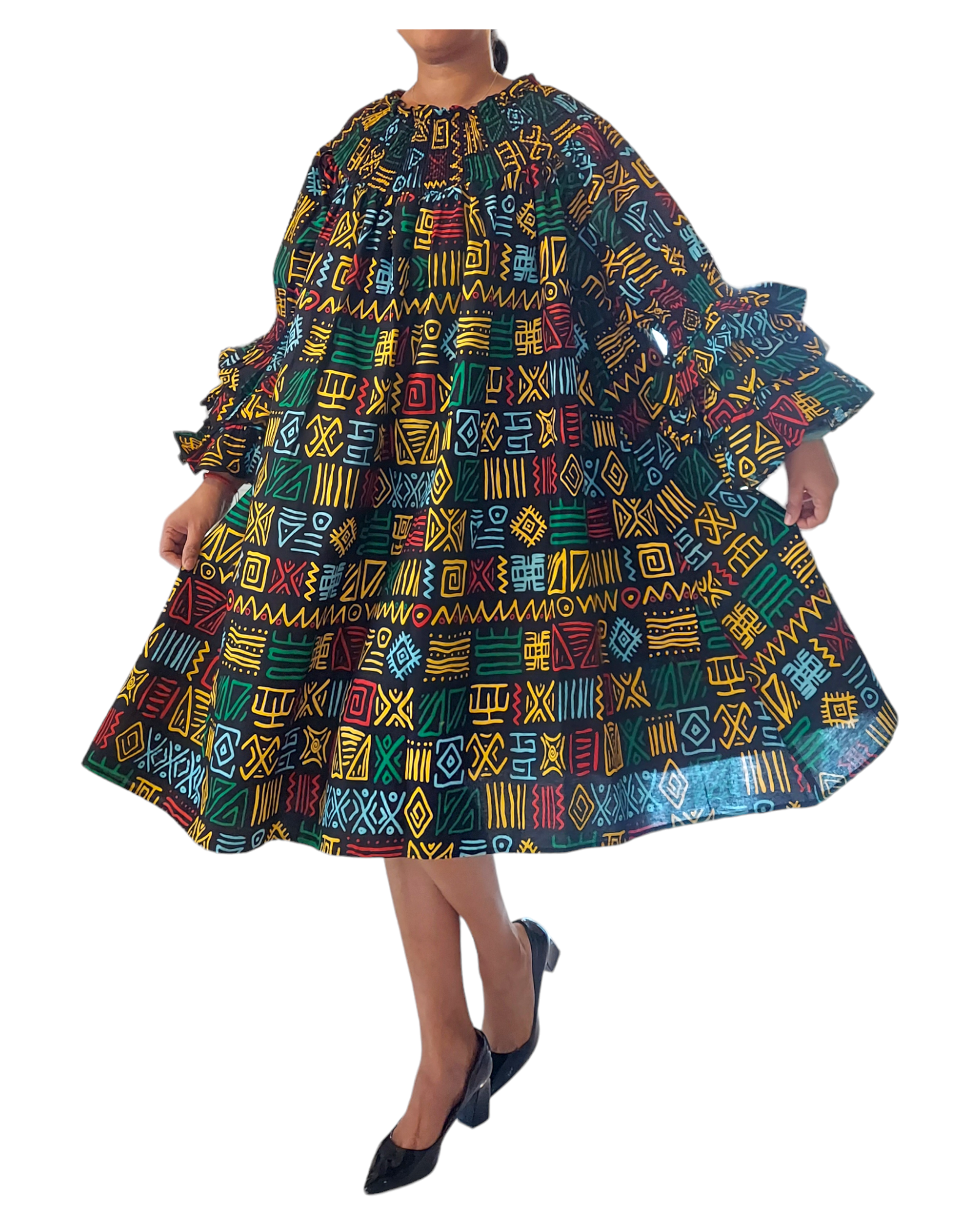 018- Women Middi Off Shoulder Dress - Rasta