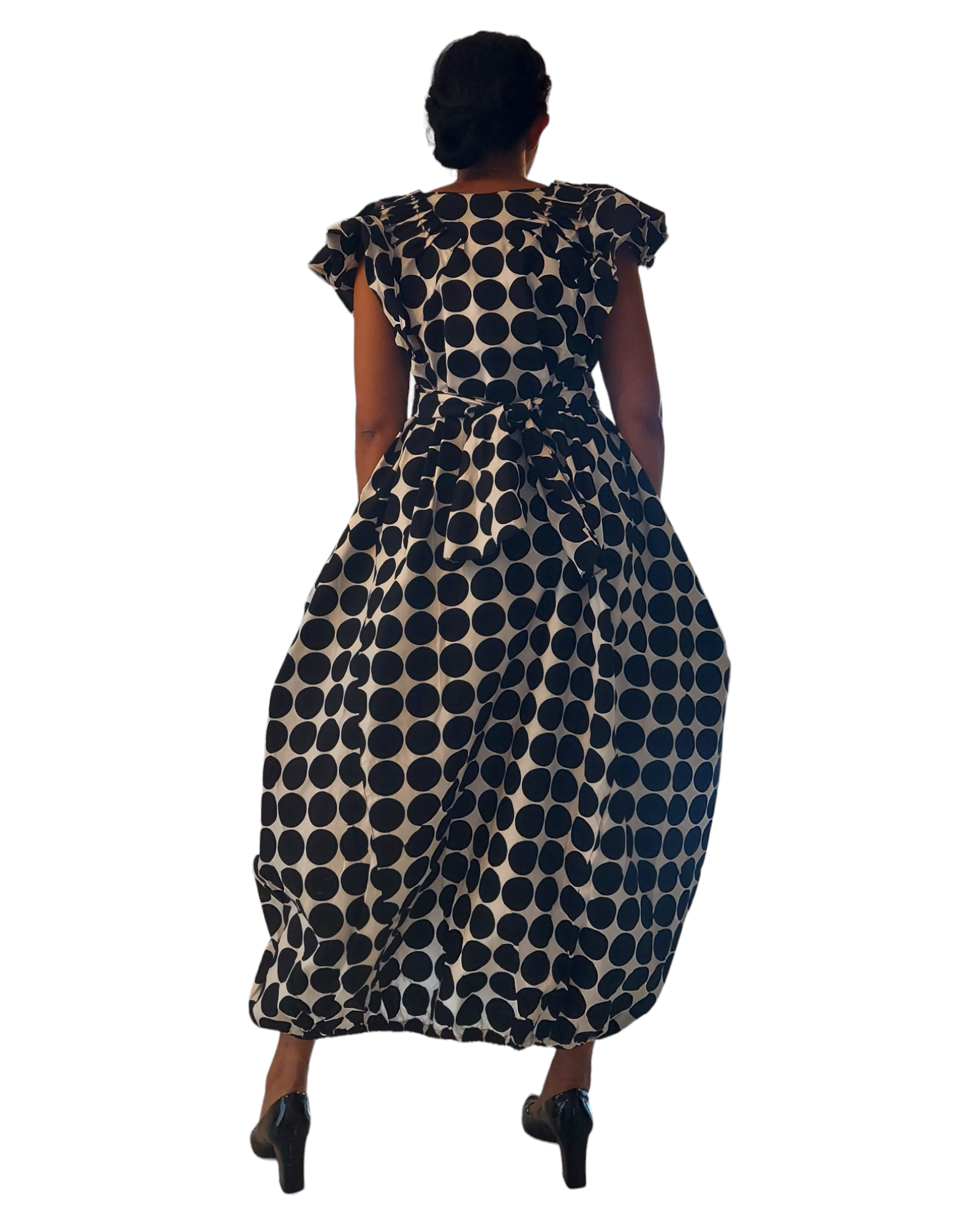 7745- Printed Ballon Dress