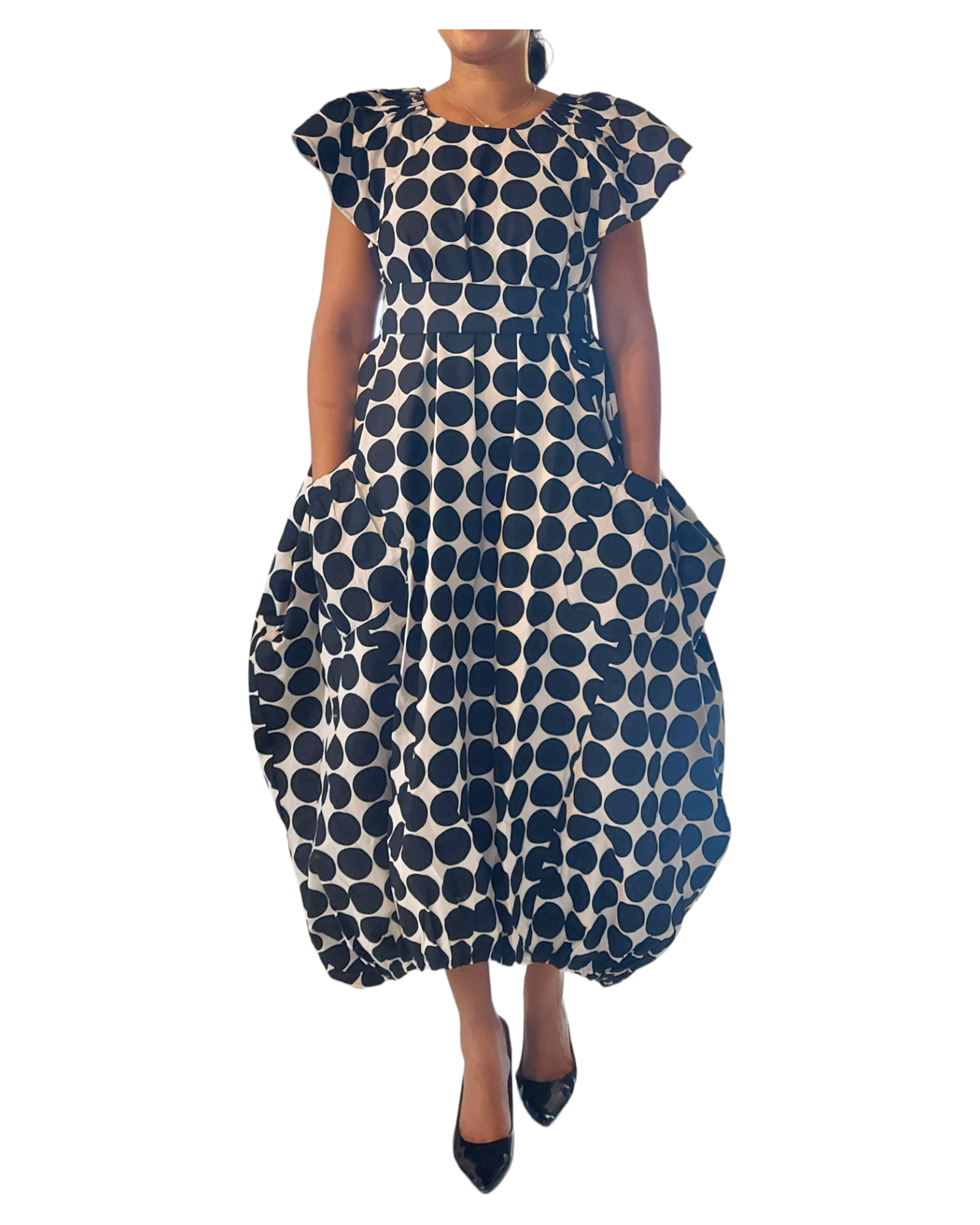 7745- Printed Ballon Dress