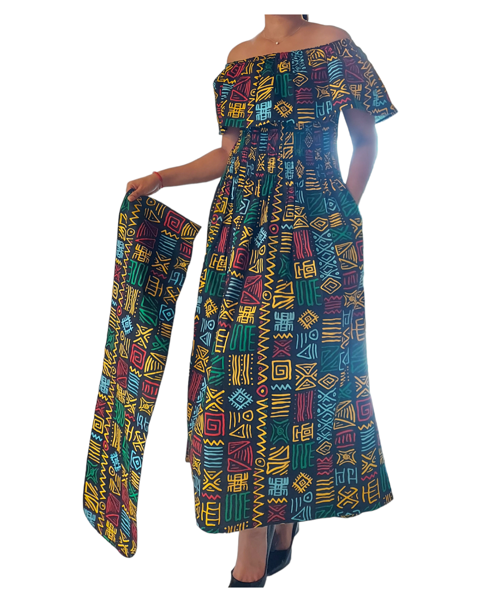 3014L Long Tube Maxi Dress- Rasta