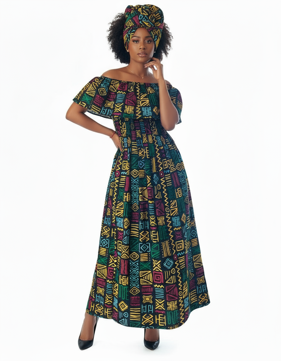 3014L Long Tube Maxi Dress- Rasta