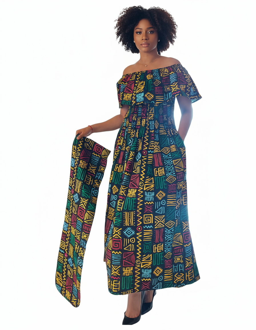 3014L Long Tube Maxi Dress- Rasta