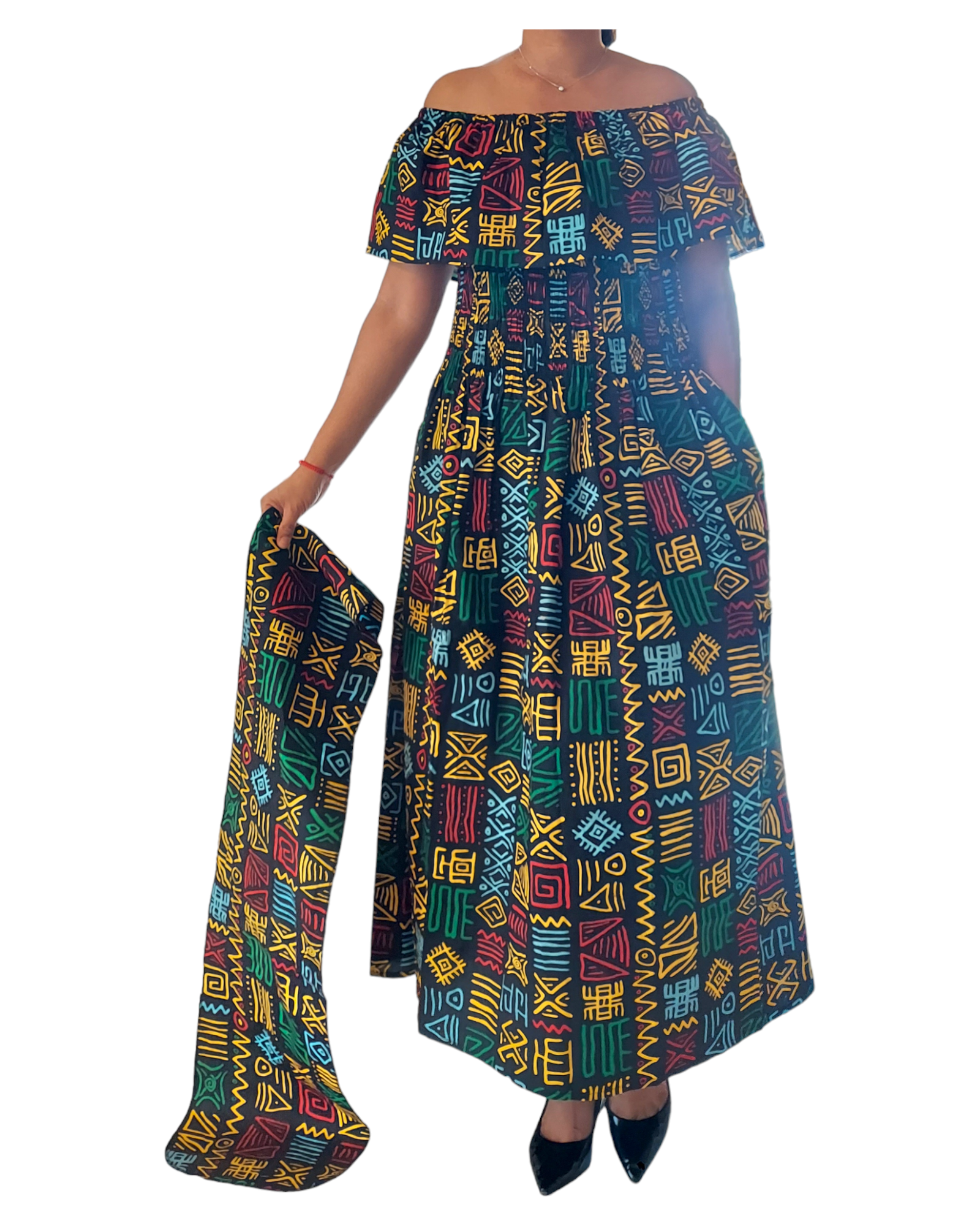 3014L Long Tube Maxi Dress- Rasta